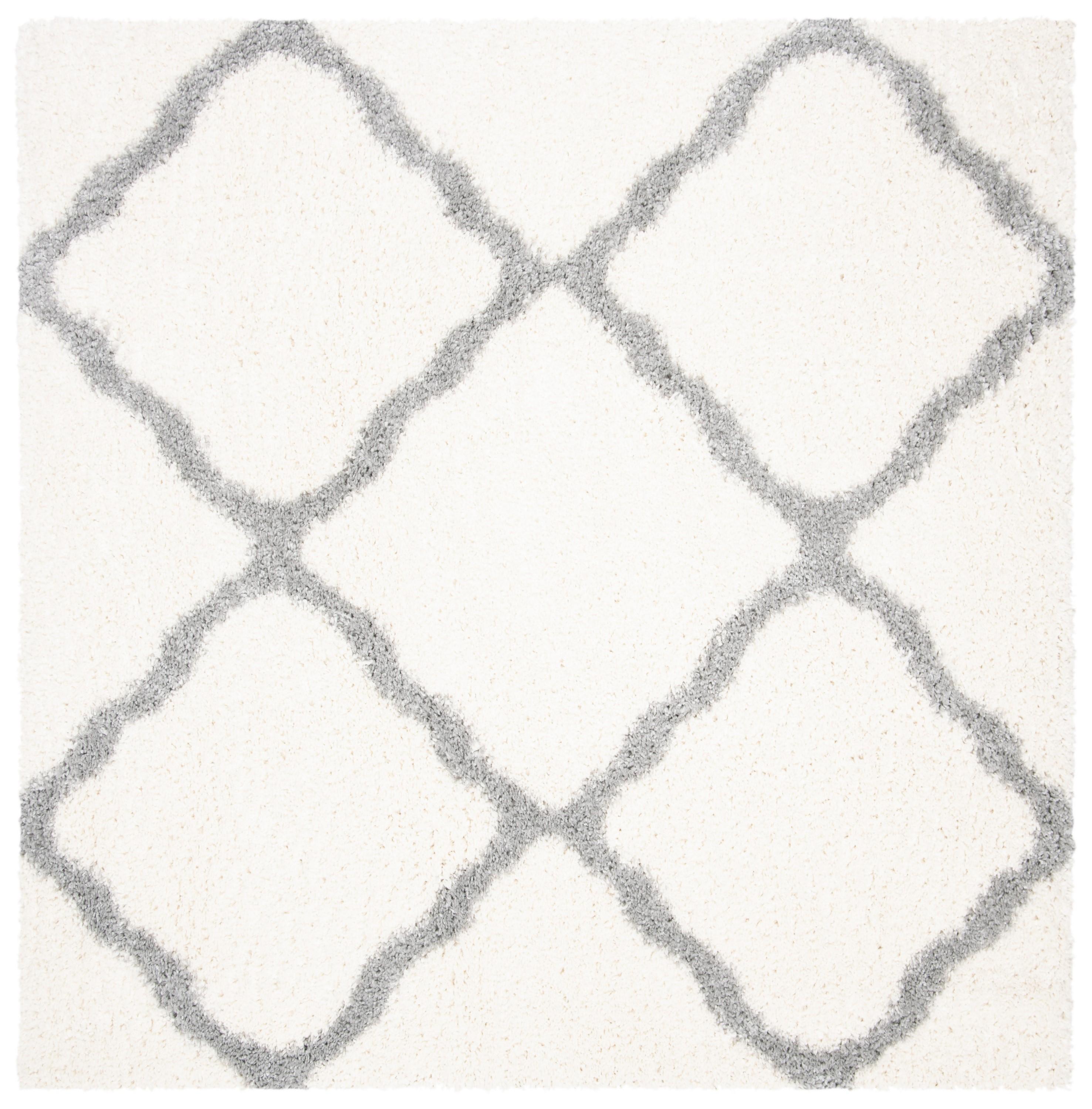 Parma Shag PMA521 Power Loomed Indoor Area Rug - 6'7"x6'7" - Cream/Grey - Safavieh