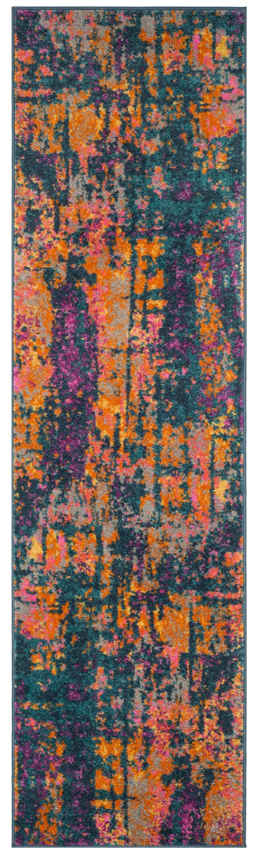 Madison MAD143 Power Loomed Runner Rug - Blue/Orange - 2'3"x8' - Safavieh.