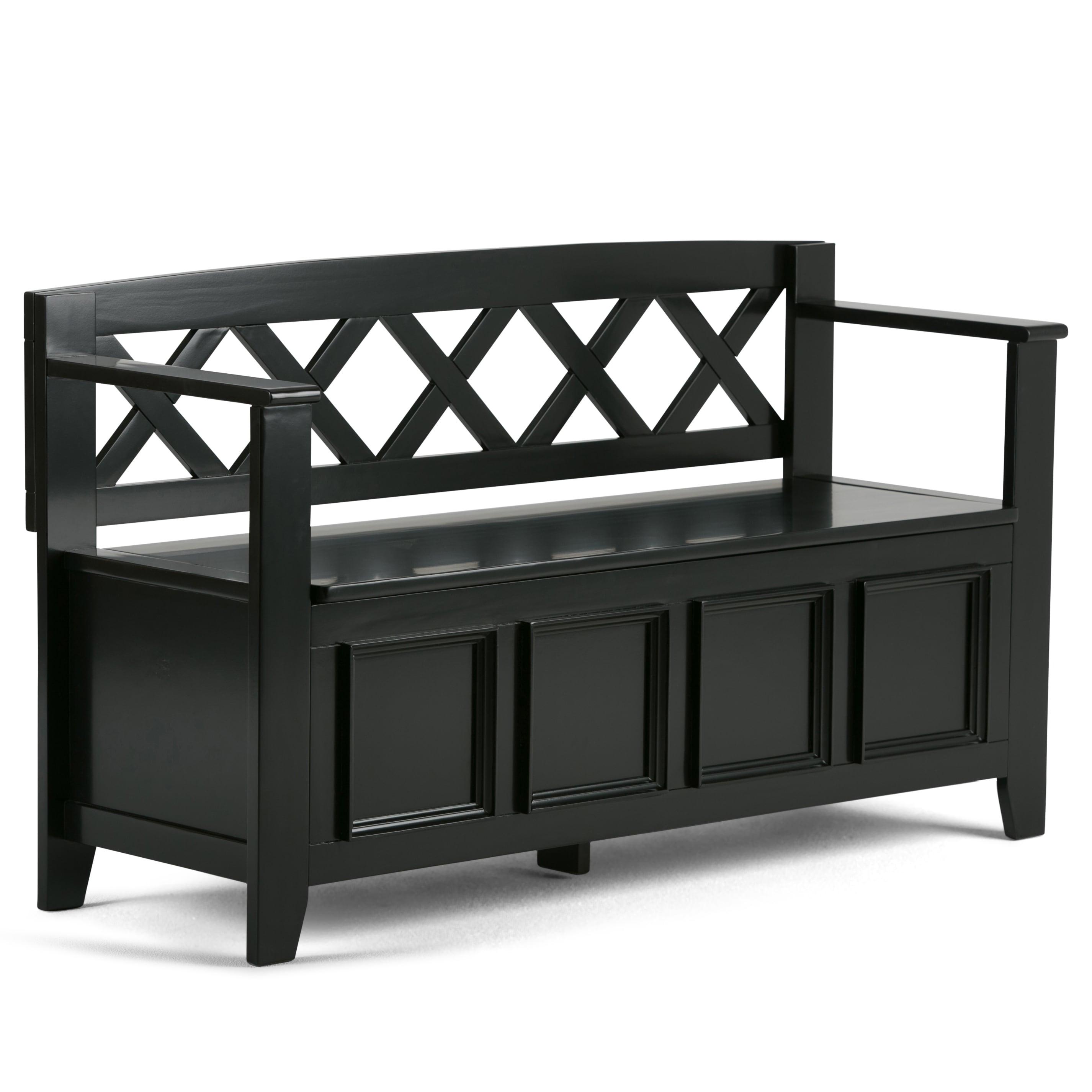 Simpli Home Amherst 48"W Solid Wood Entryway Storage Bench with Lift-Top Lid and Dual Compartments