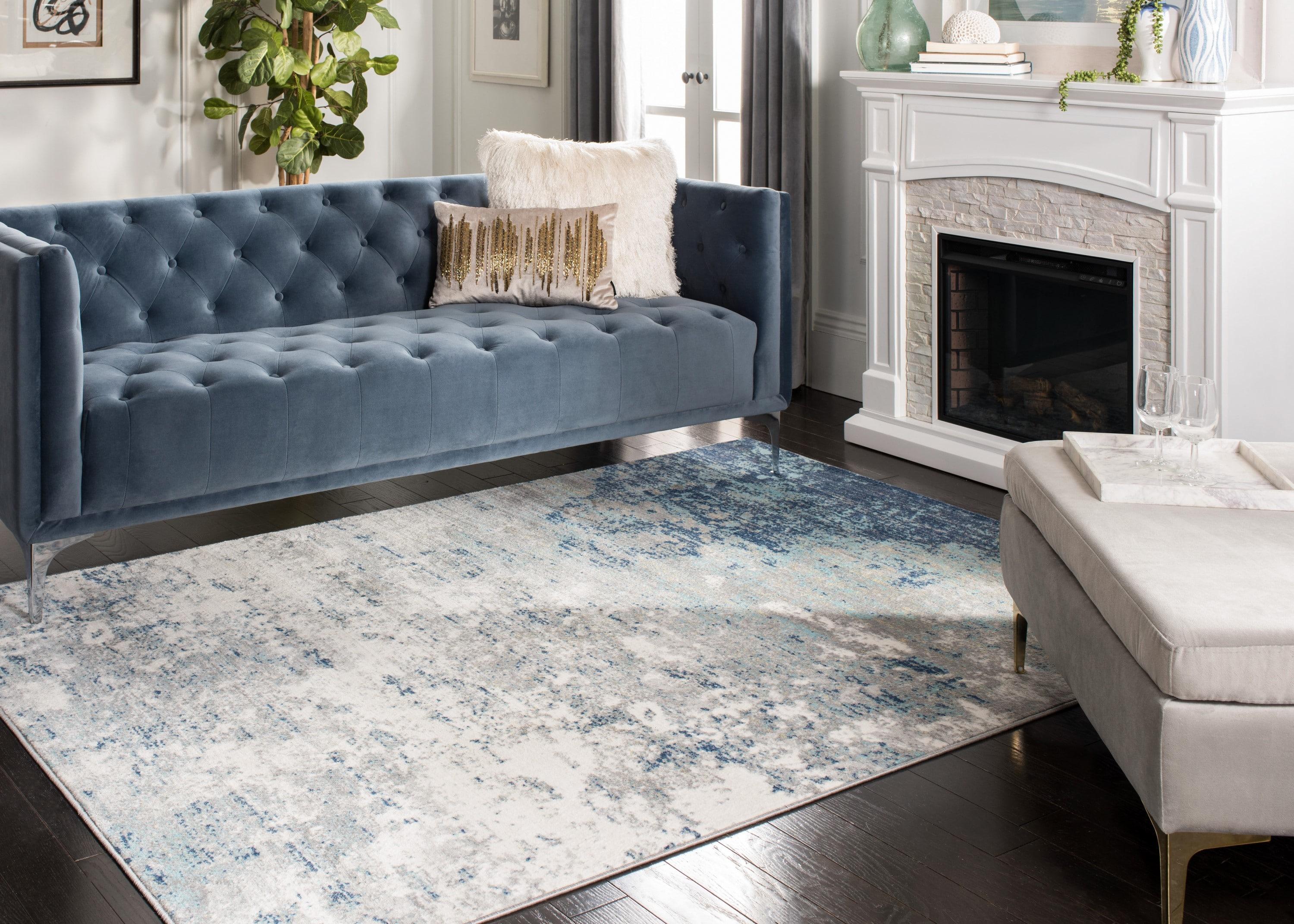Brentwood BNT822 Power Loomed Area Rug - Light Grey/Blue - 3'x3' - Safavieh.