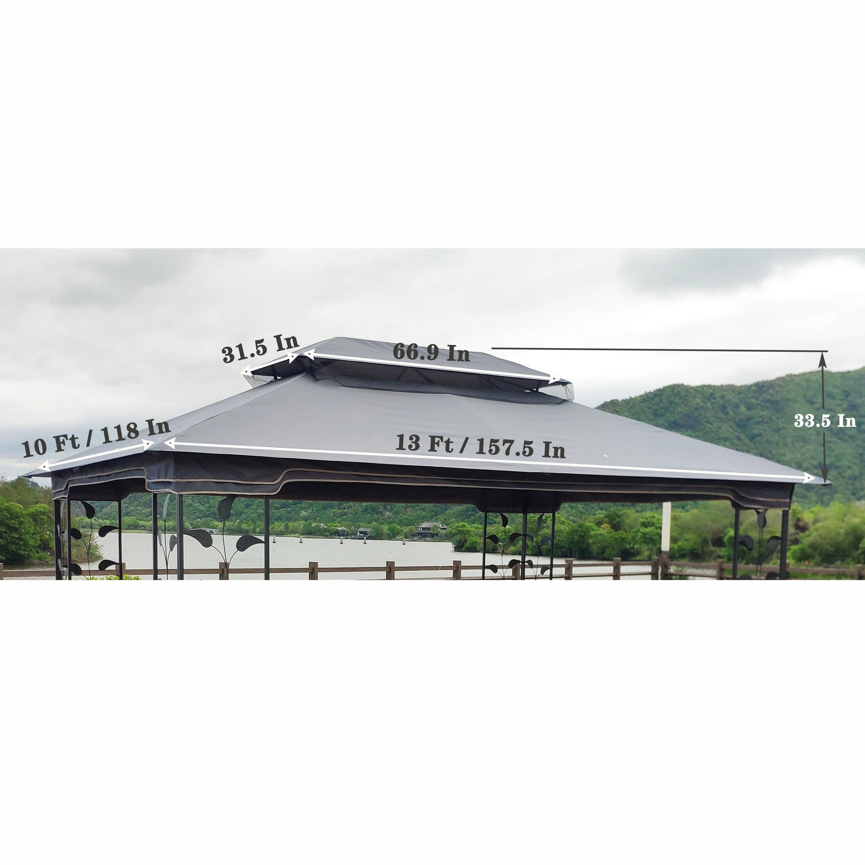 SHANRUGUOJI 13X10 Ft Patio Double Roof Gazebo Replacement Canopy Top Fabric