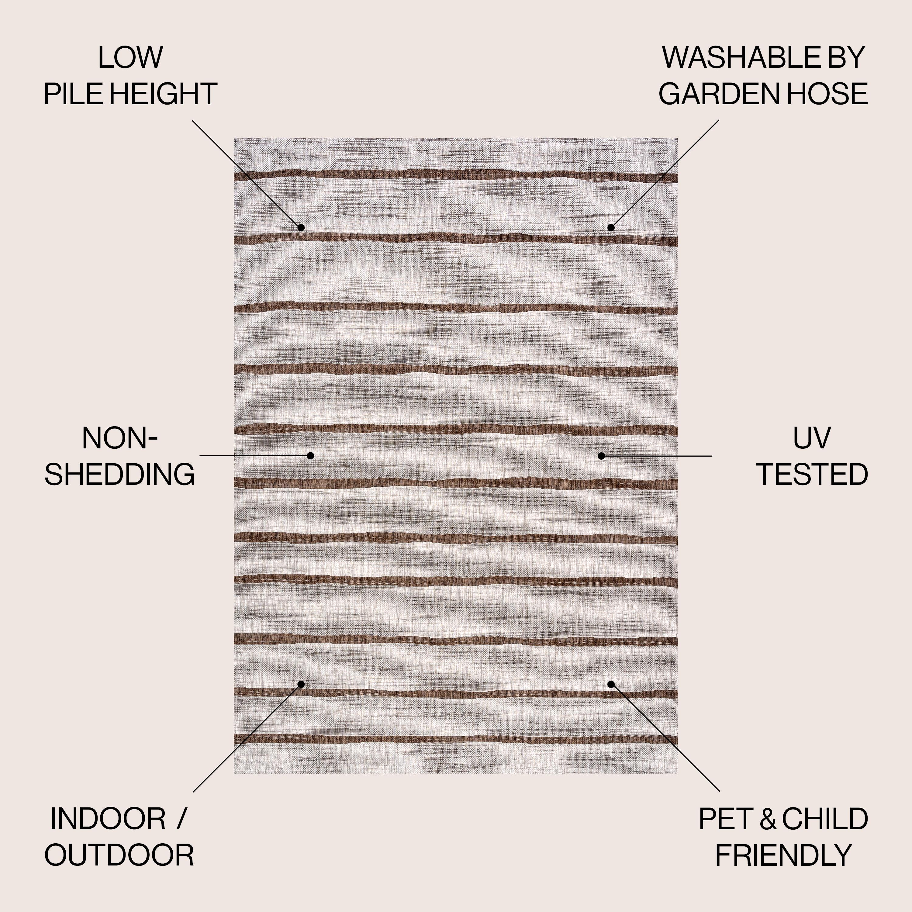 3'x5' Colonia Berber Stripe Indoor/Outdoor Area Rug, Beige/Brown - JONATHAN Y