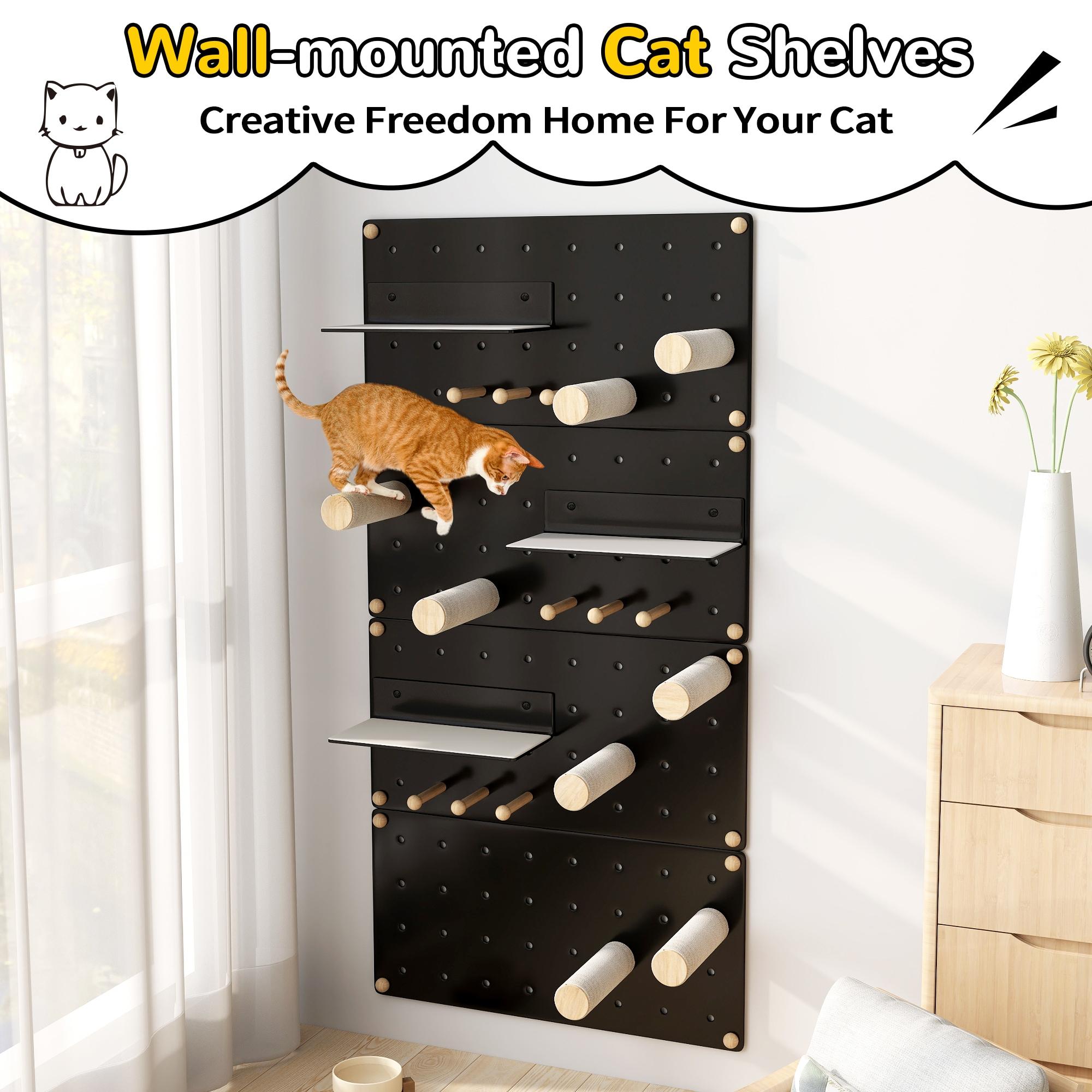 COZIWOW DIY Wall-Mounted Cat Climber Set Cat Wall Steps Climbing Frame Scratching Posts and Platforms