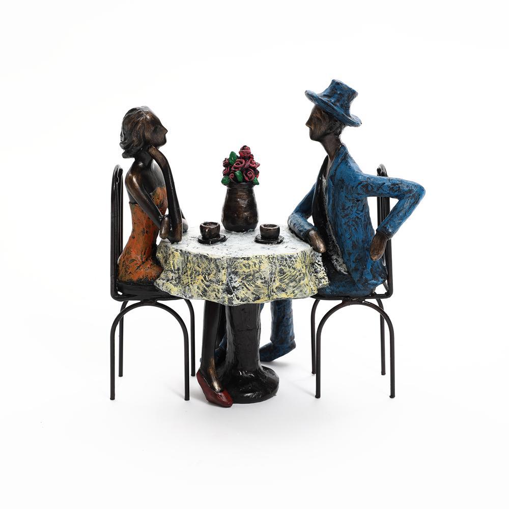 LuxenHome 9.4" LuxenHome Modern Brown Polyresin Couple Date Night Tabletop Home Decor Multicolored