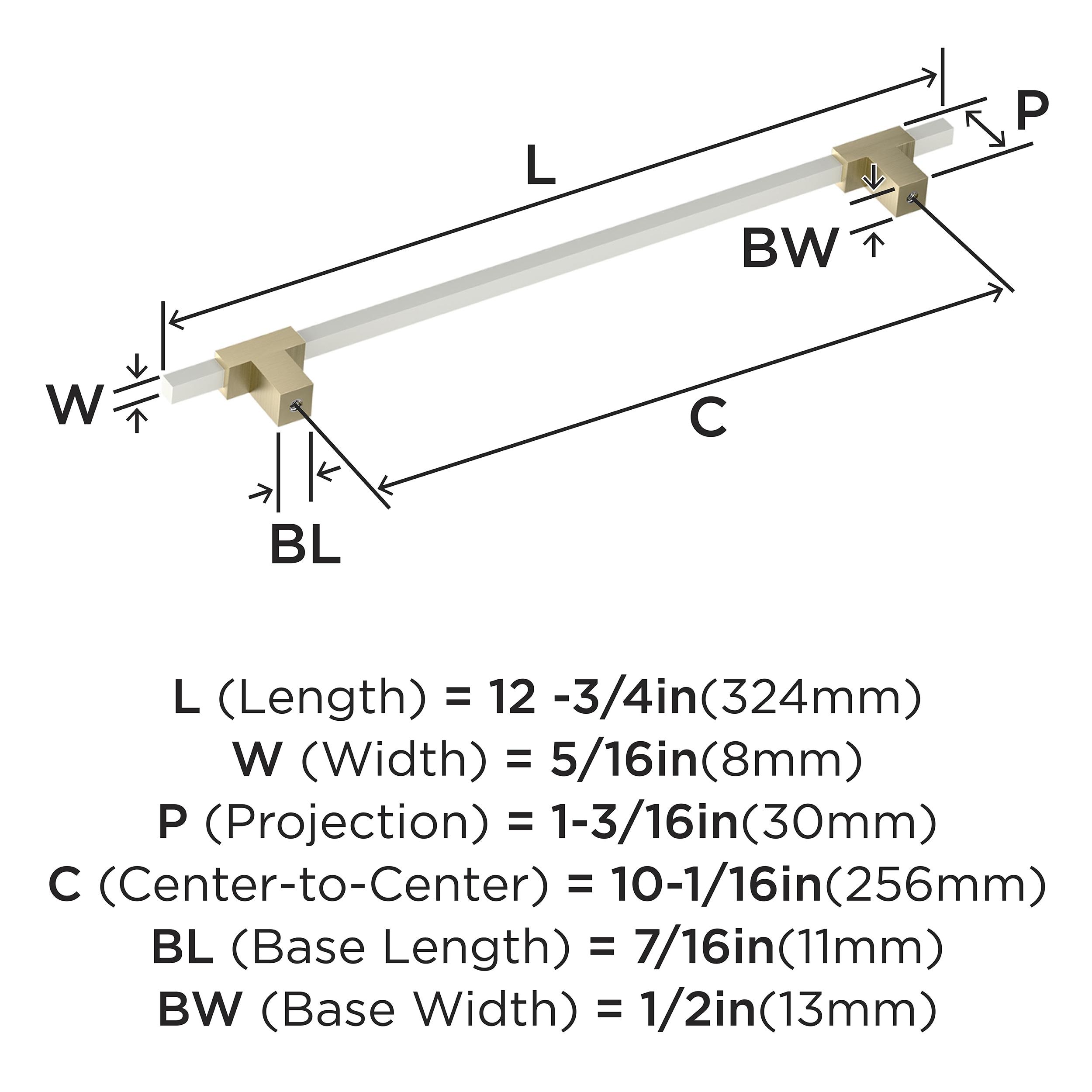 Amerock Urbanite 10-1/16 inch (256mm) Center-to-Center Golden Champagne/White Cabinet Pull