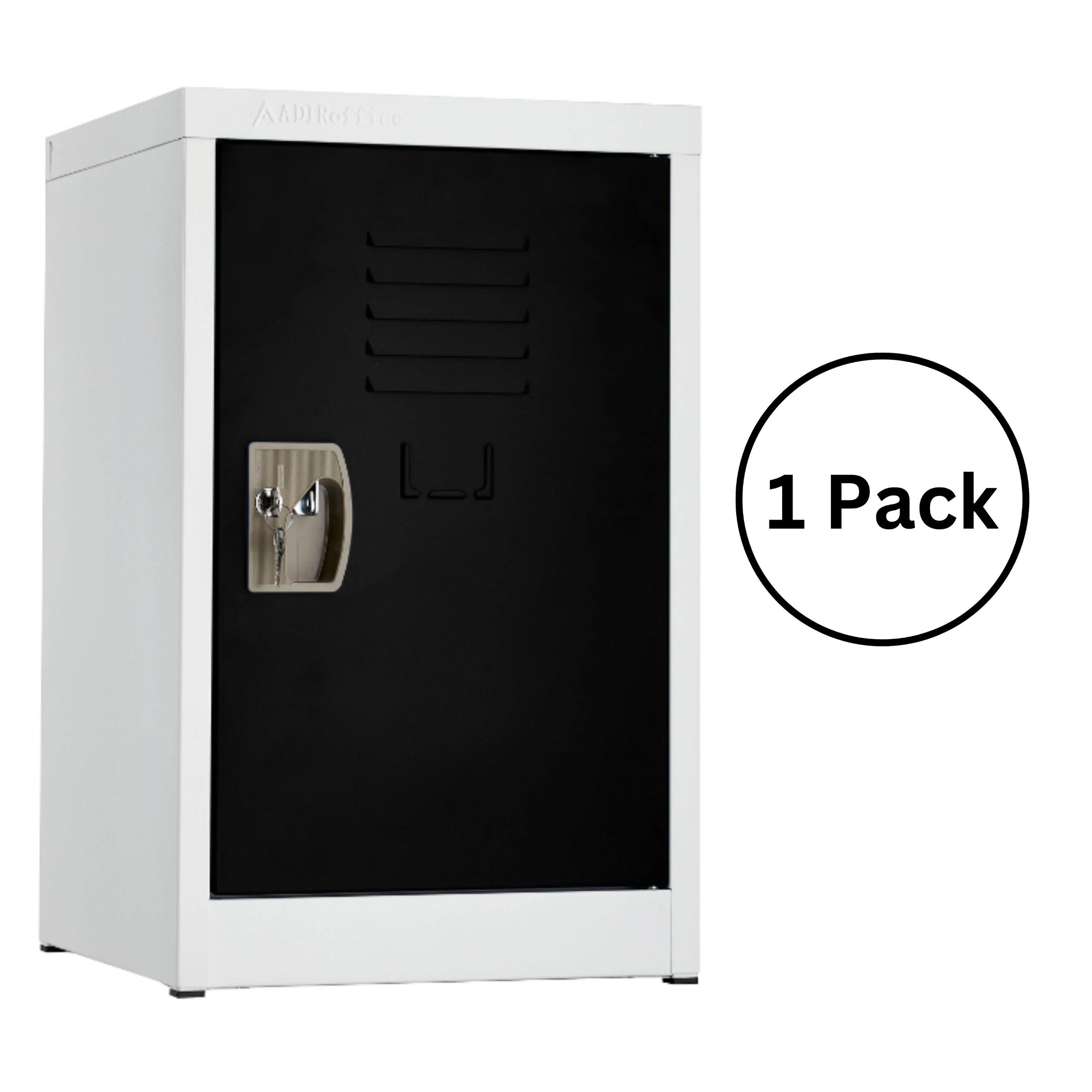 Black and White Steel Office Storage Locker with Key