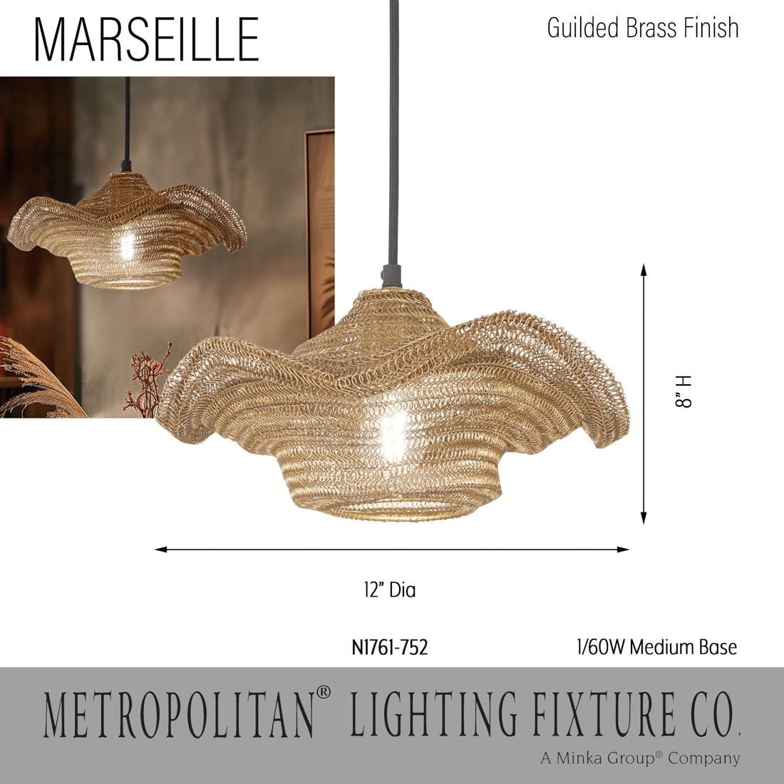 Small 1 Light Pendant In Gilded Brass Finish