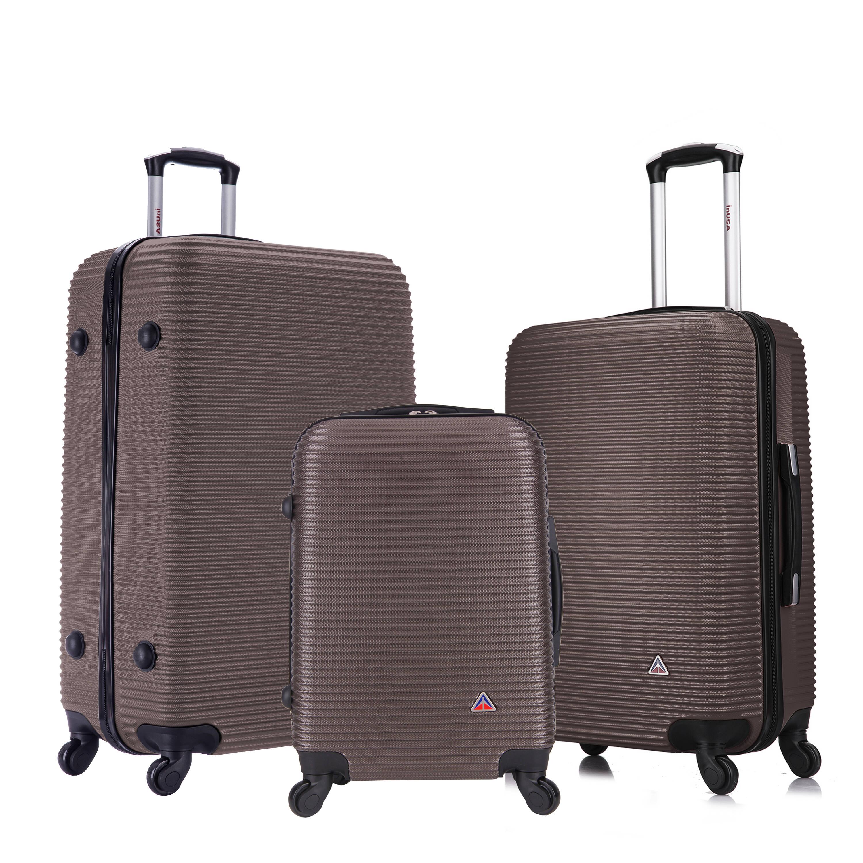 InUSA Royal 3pc Hardside Checked Spinner Luggage Set - Brown