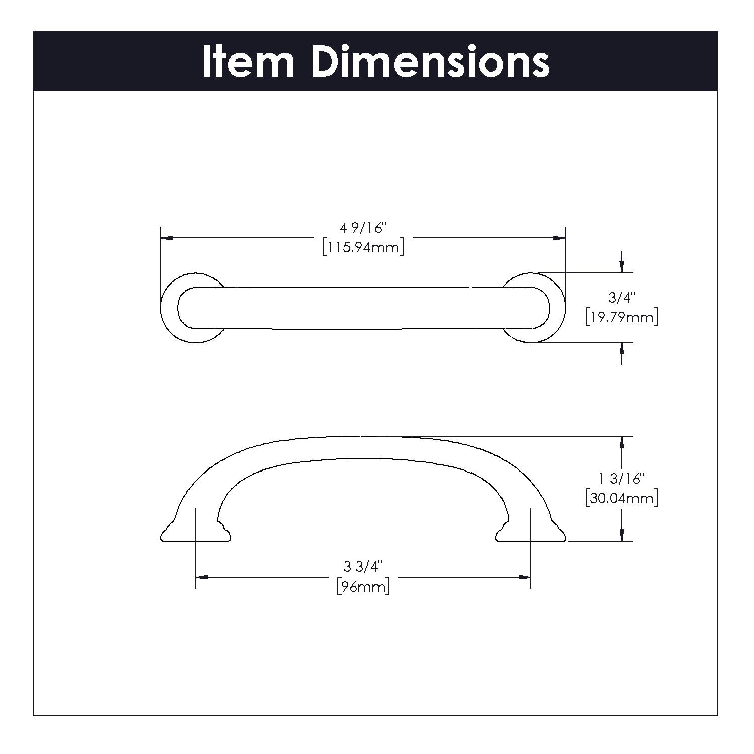 Zephyr Kitchen Cabinet Handles, Solid Core Drawer Pulls for Cabinet Doors, 3-3/4" (96mm)