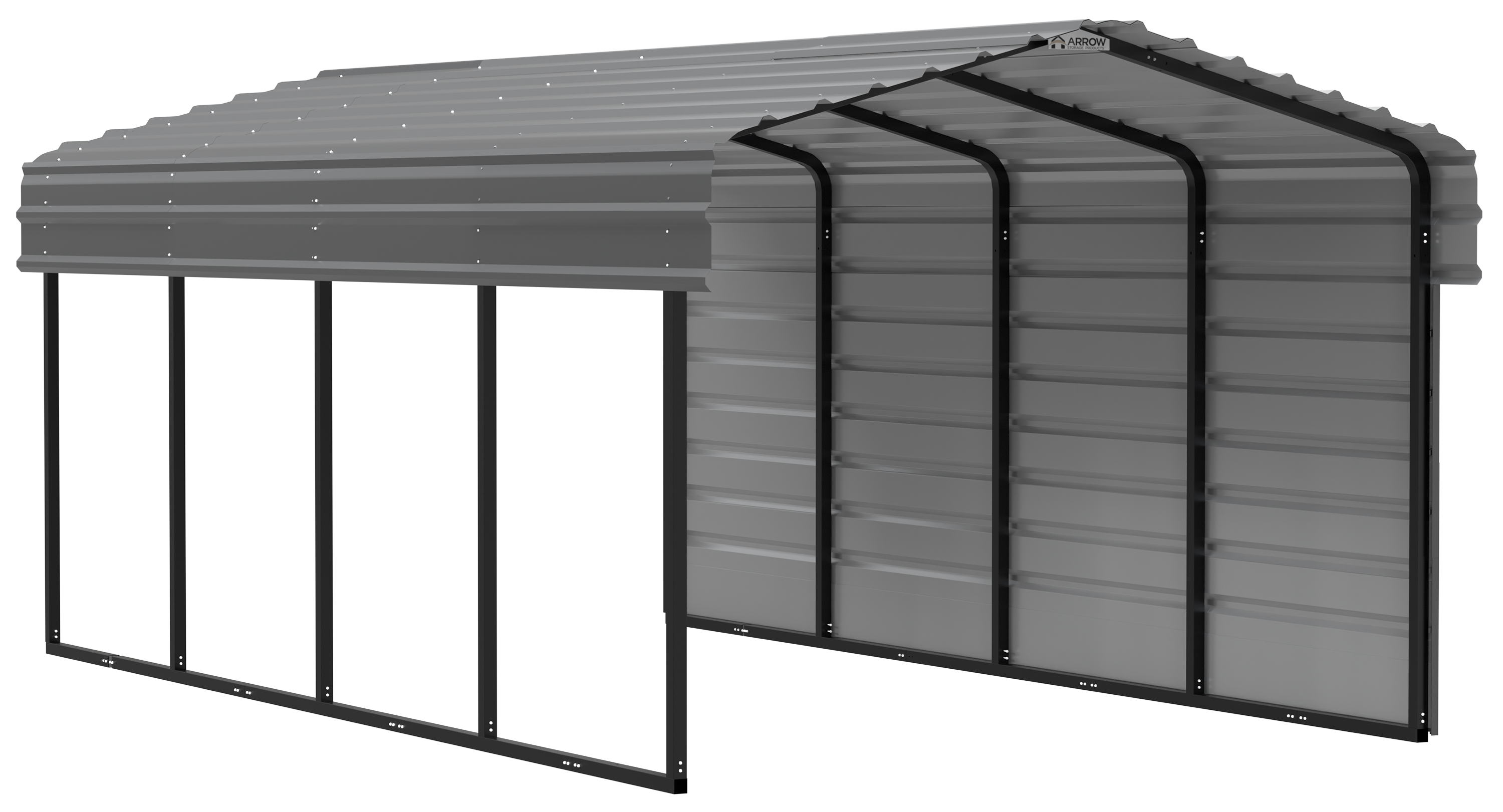 Arrow Arrow Steel Carport with 1 Side Wall Kit, 10X20X07