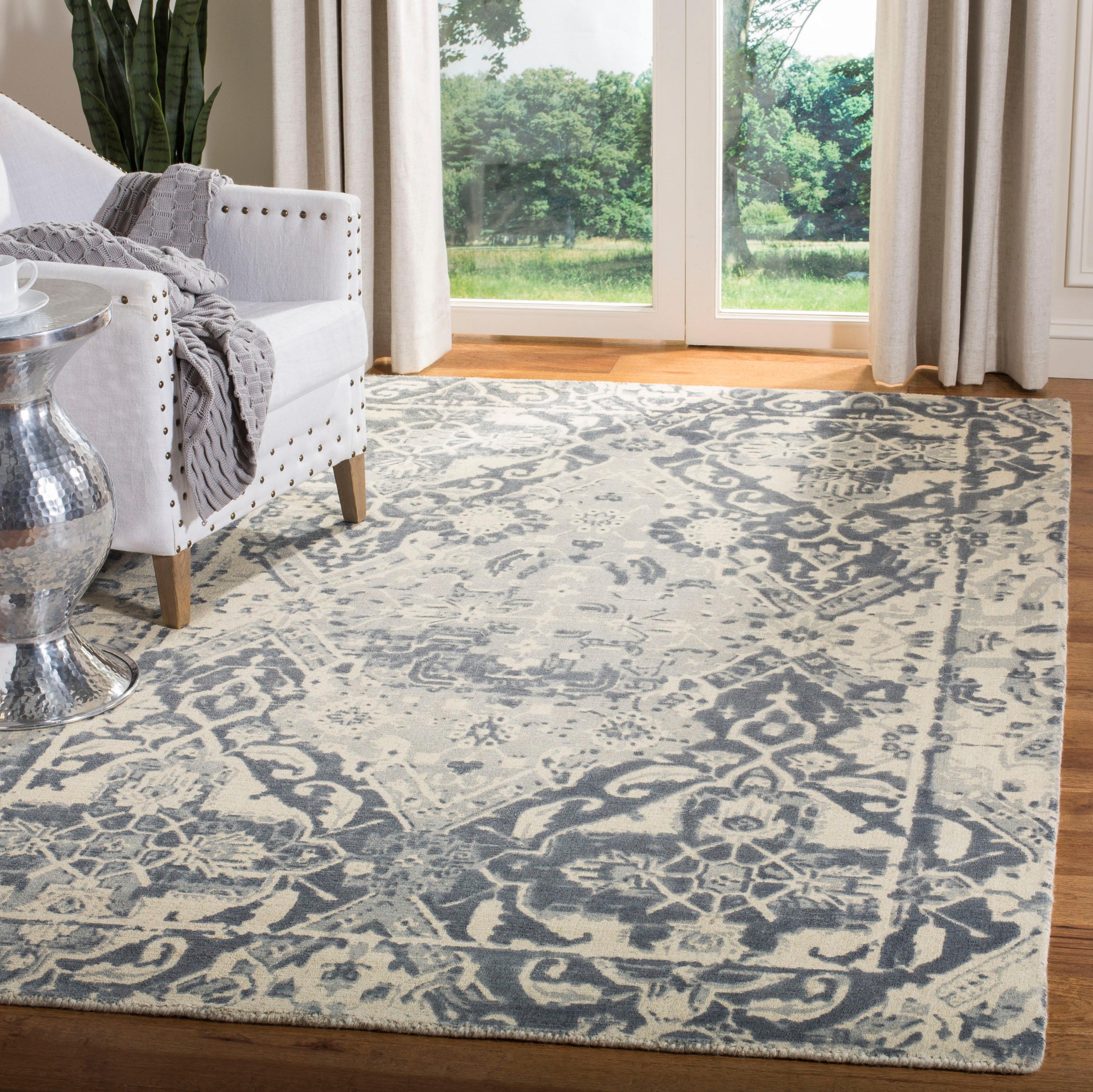 Restoration Vintage RVT532 Hand Tufted Accent Rug - Charcoal/Ivory - 2'x3' - Safavieh.