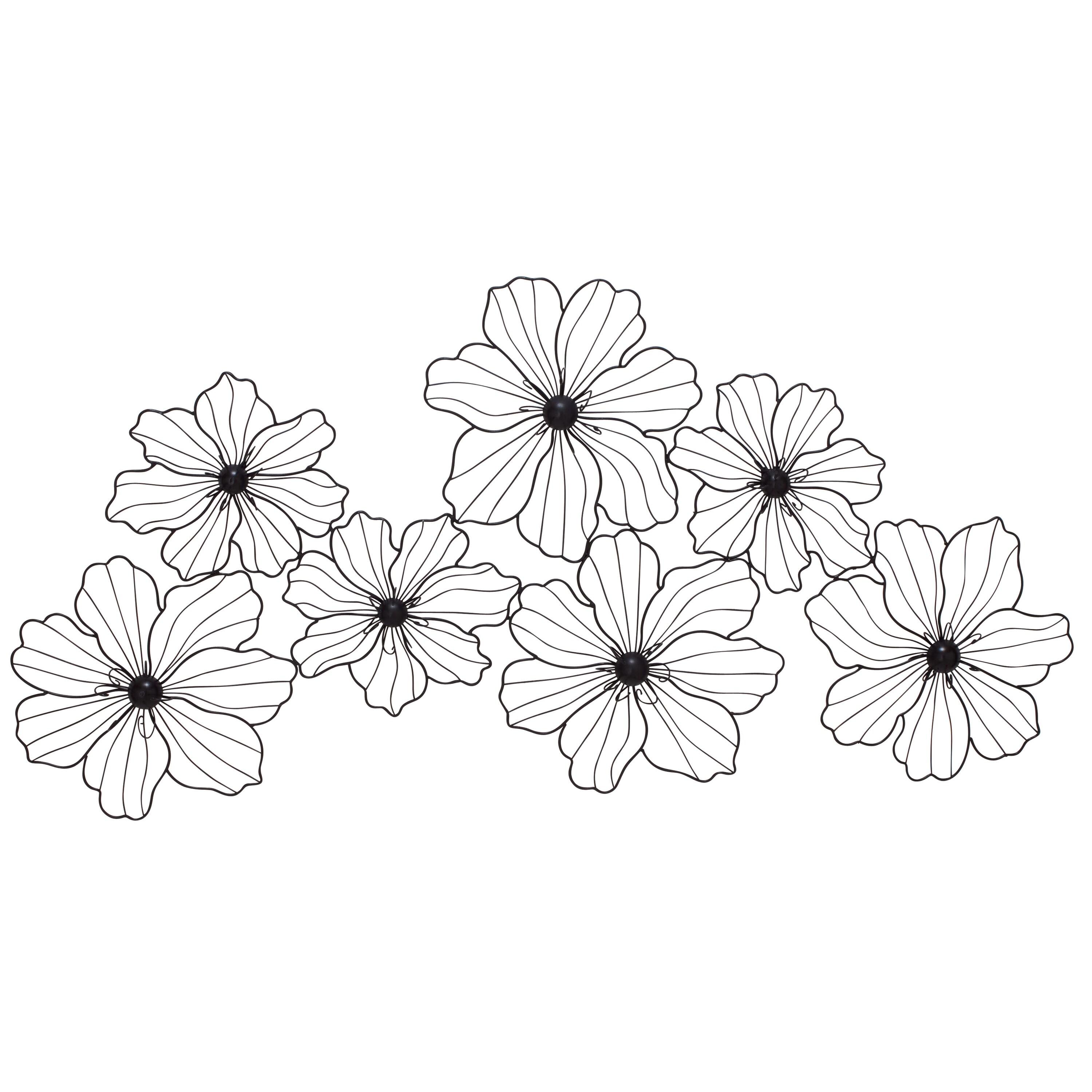 Metal Wire Foiled Floral Home Wall Decor with Scroll Accents