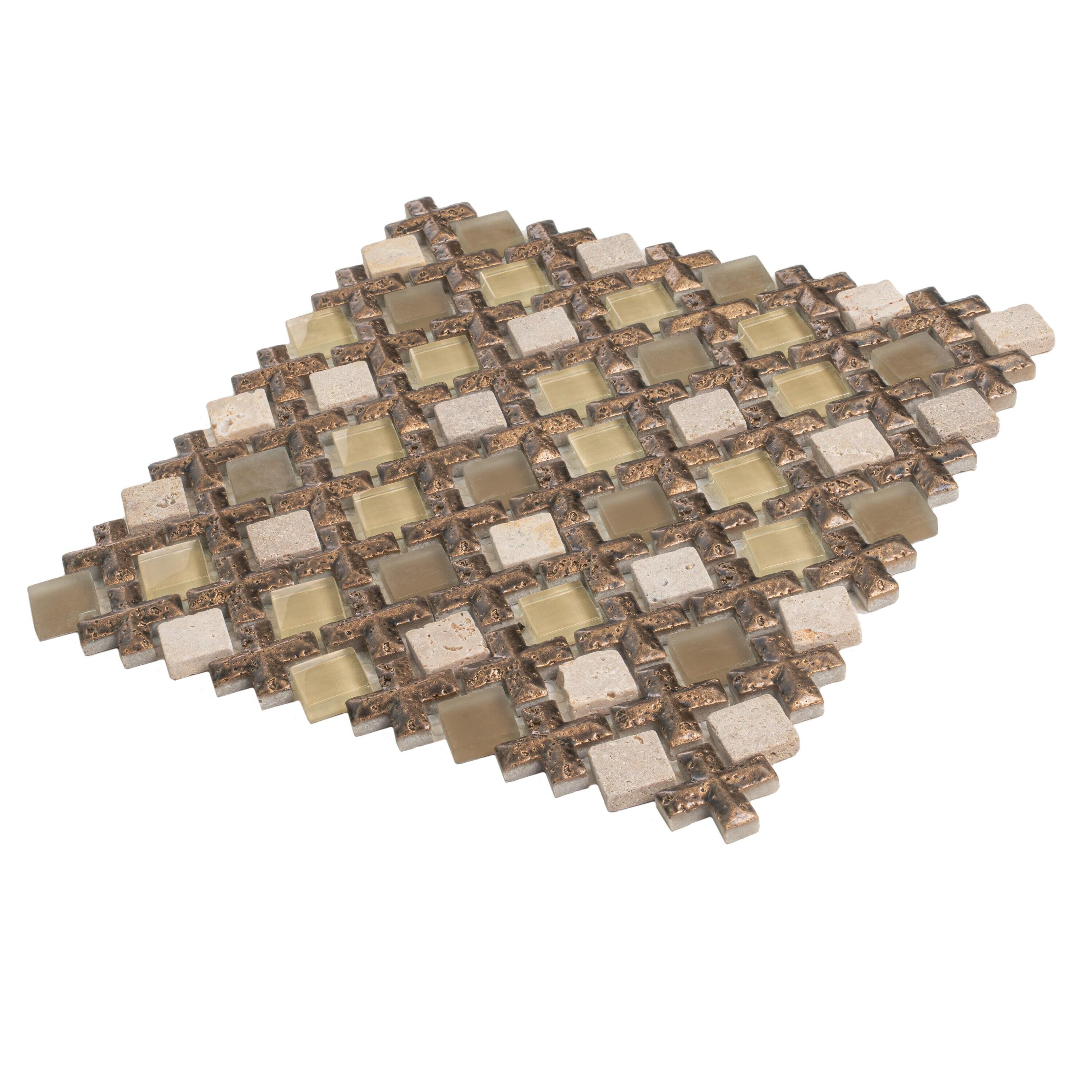 11" x 11" Glass Grid Mosaic Wall Tile