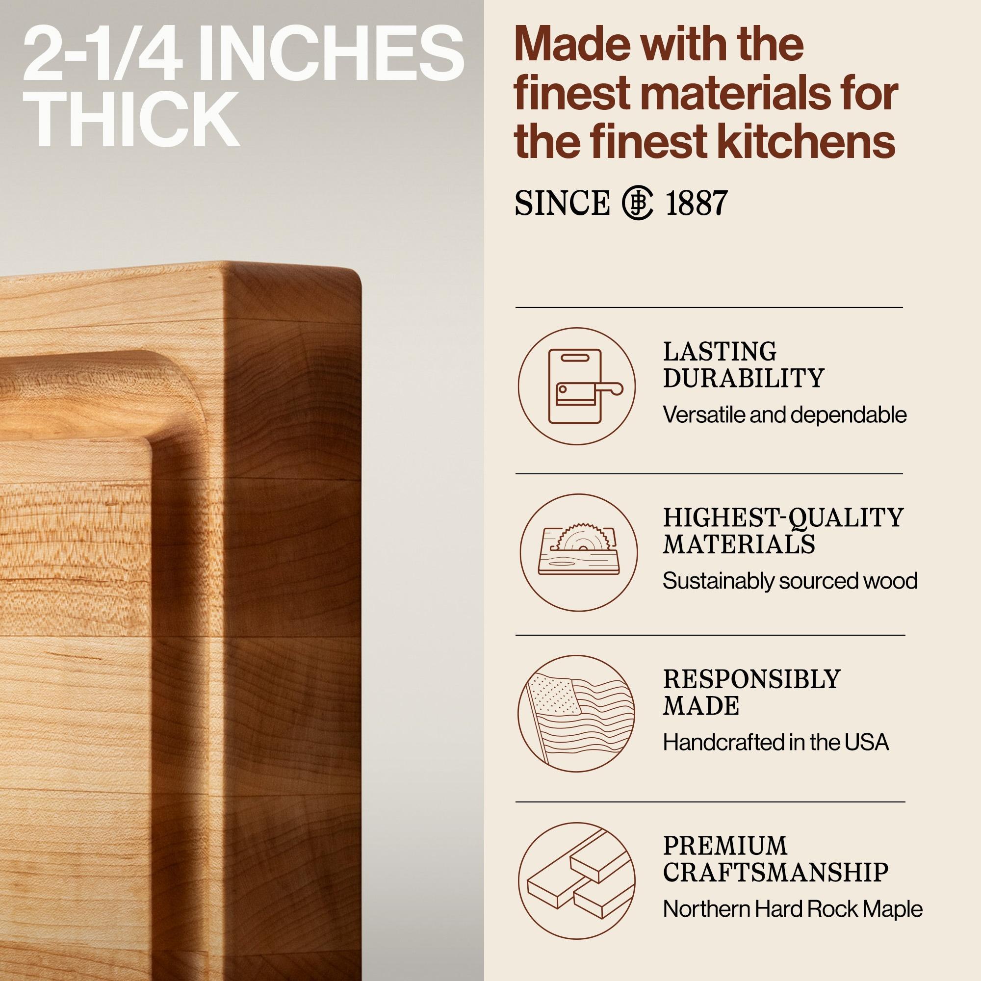 John Boos Boos Block Newton Prep Master Reversible Wood Cutting Board with Juice Groove and Pan, 2.25-Inch Thickness, 24" x 18" x 2 1/4", Maple