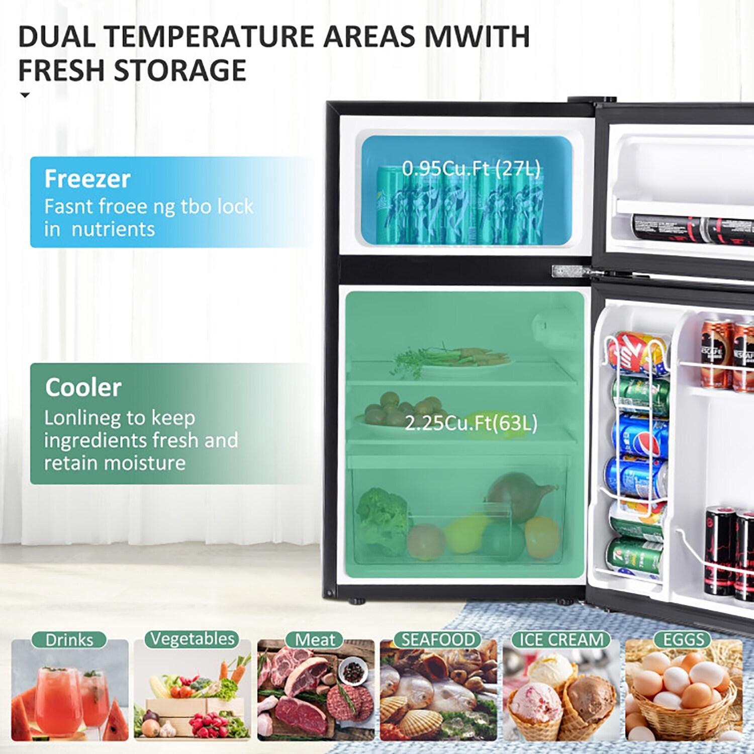 FORCLOVER FORCLOVER 3.2 Cubic Feet Freestanding Mini Fridge with Freezer