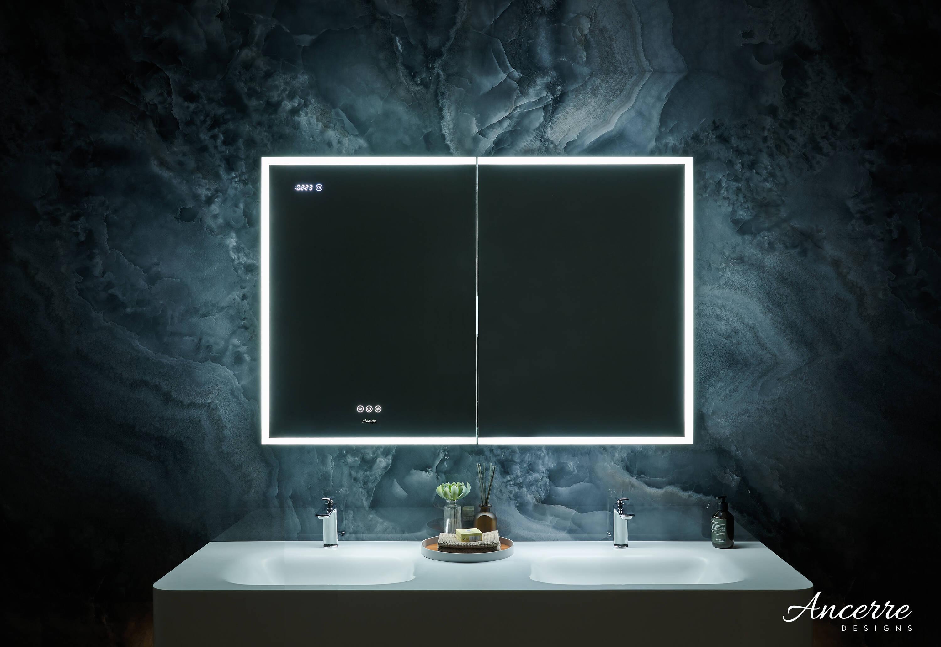 Ancerre Designs Pagani LED Mirror Medicine Cabinet With Defogger, Dimmer, Magnifier & USB Outlet