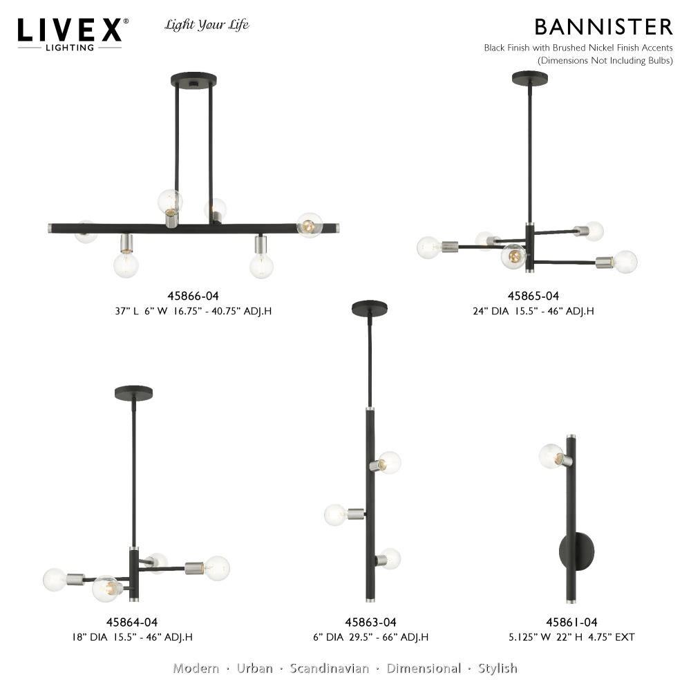 Livex Lighting Bannister 5 - Light Chandelier in  Black