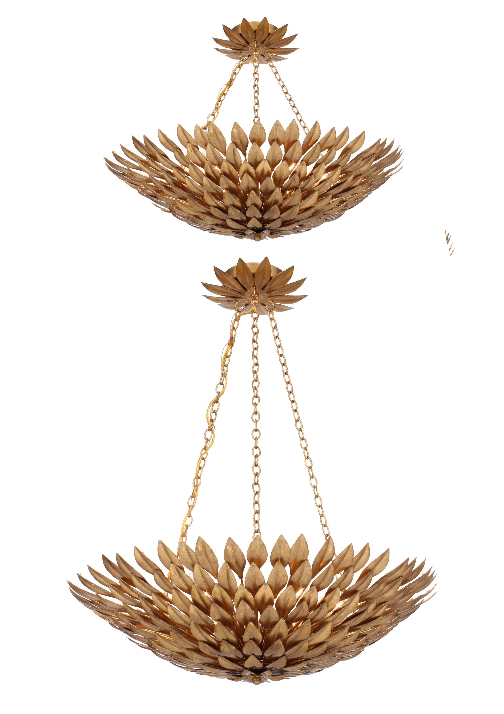517-GA-Crystorama Lighting-Broche - Six Light Chandelier in Timeless Style - 24.5 Inches Wide by 11 Inches High-Antique Gold Finish