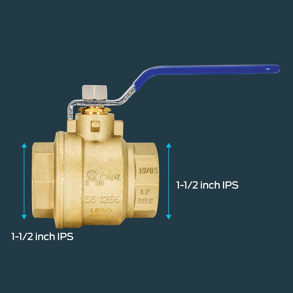 Eastman 20053LF Válvula de Bola de Puerto Completo de Alta Resistencia, IPS de 1-1/2 Pulgadas, Latón