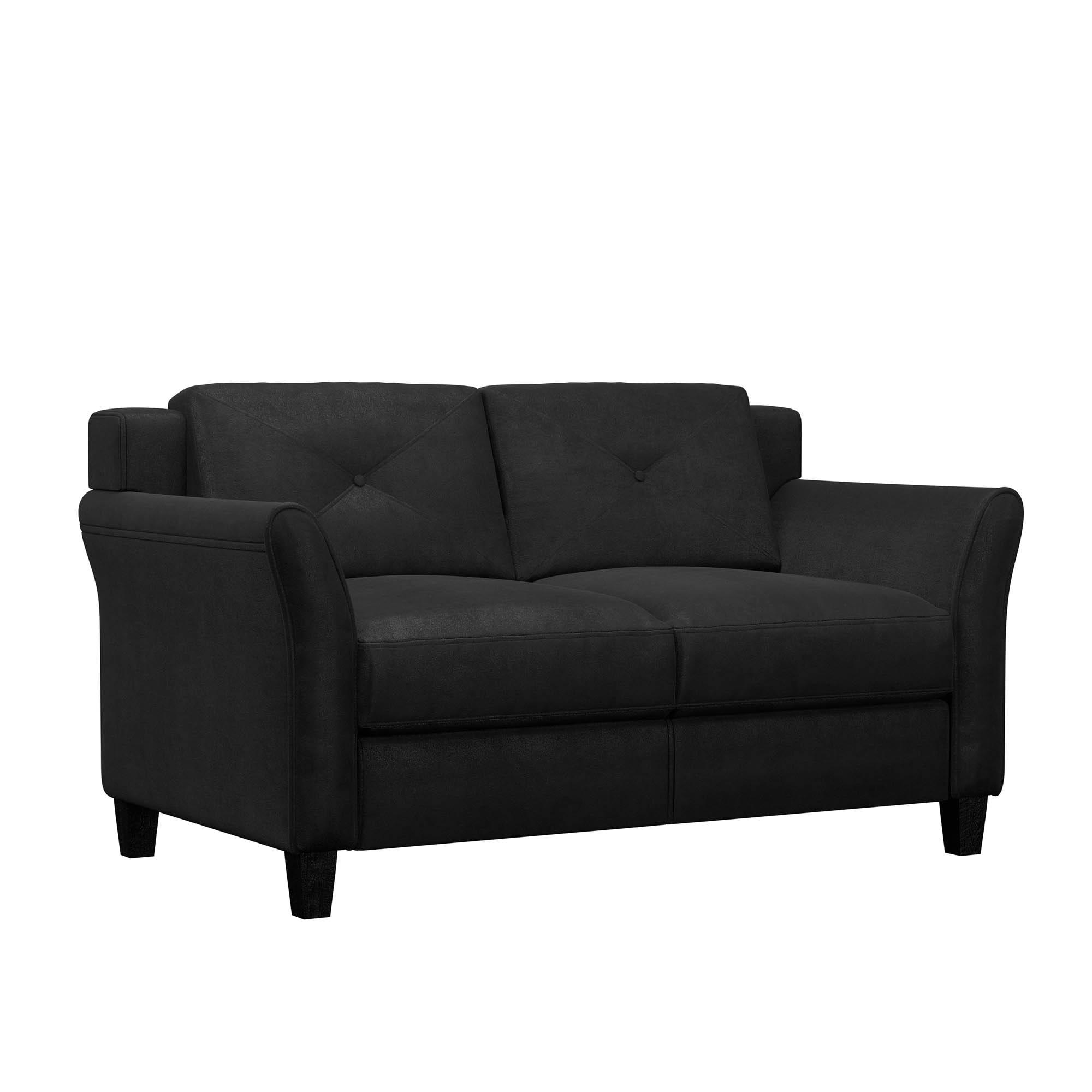 Lifestyle Solutions Taryn Curved Arm Loveseat, Black Fabric