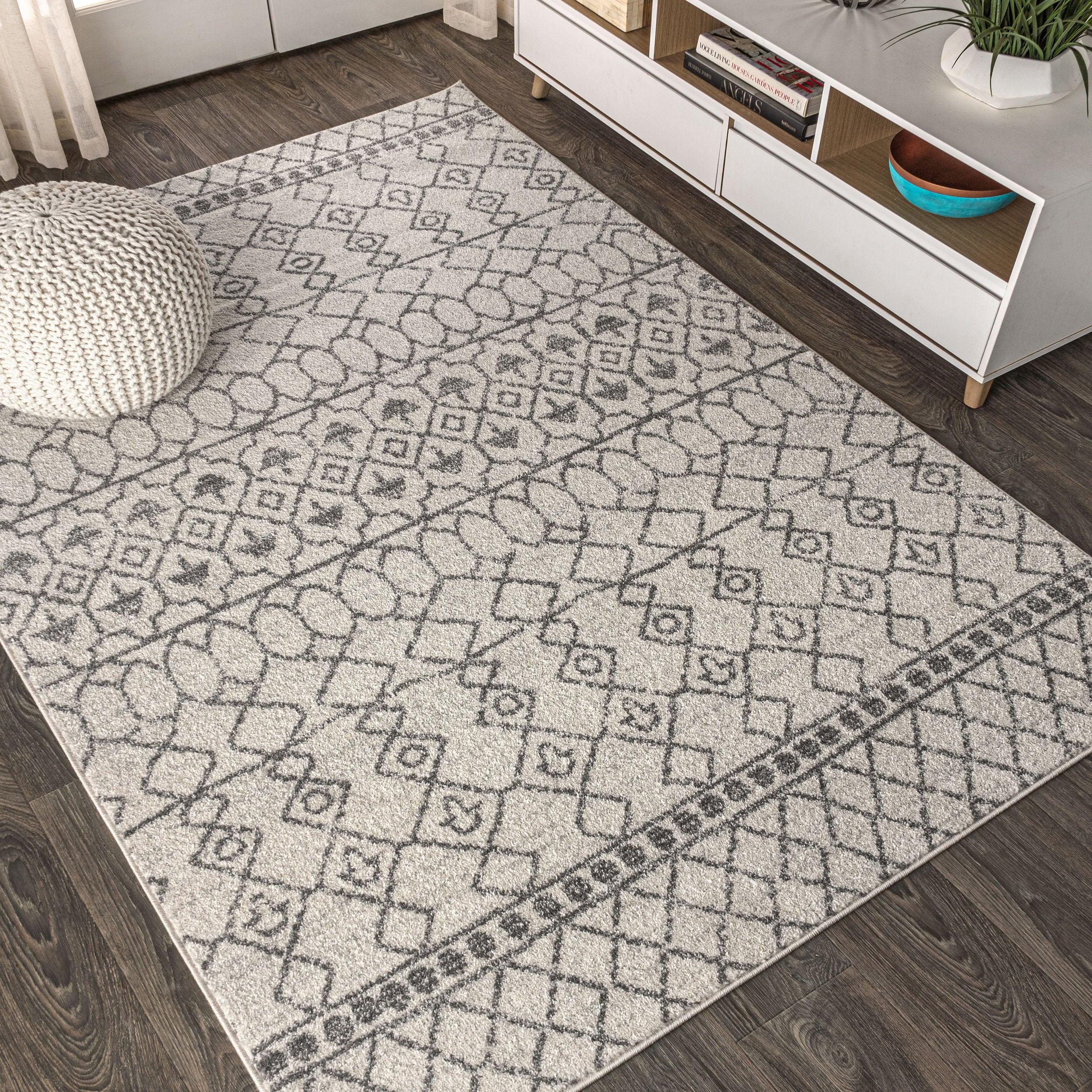 5'x8' Izil Moroccan Beni Souk Area Rug, Cream/Gray - JONATHAN Y
