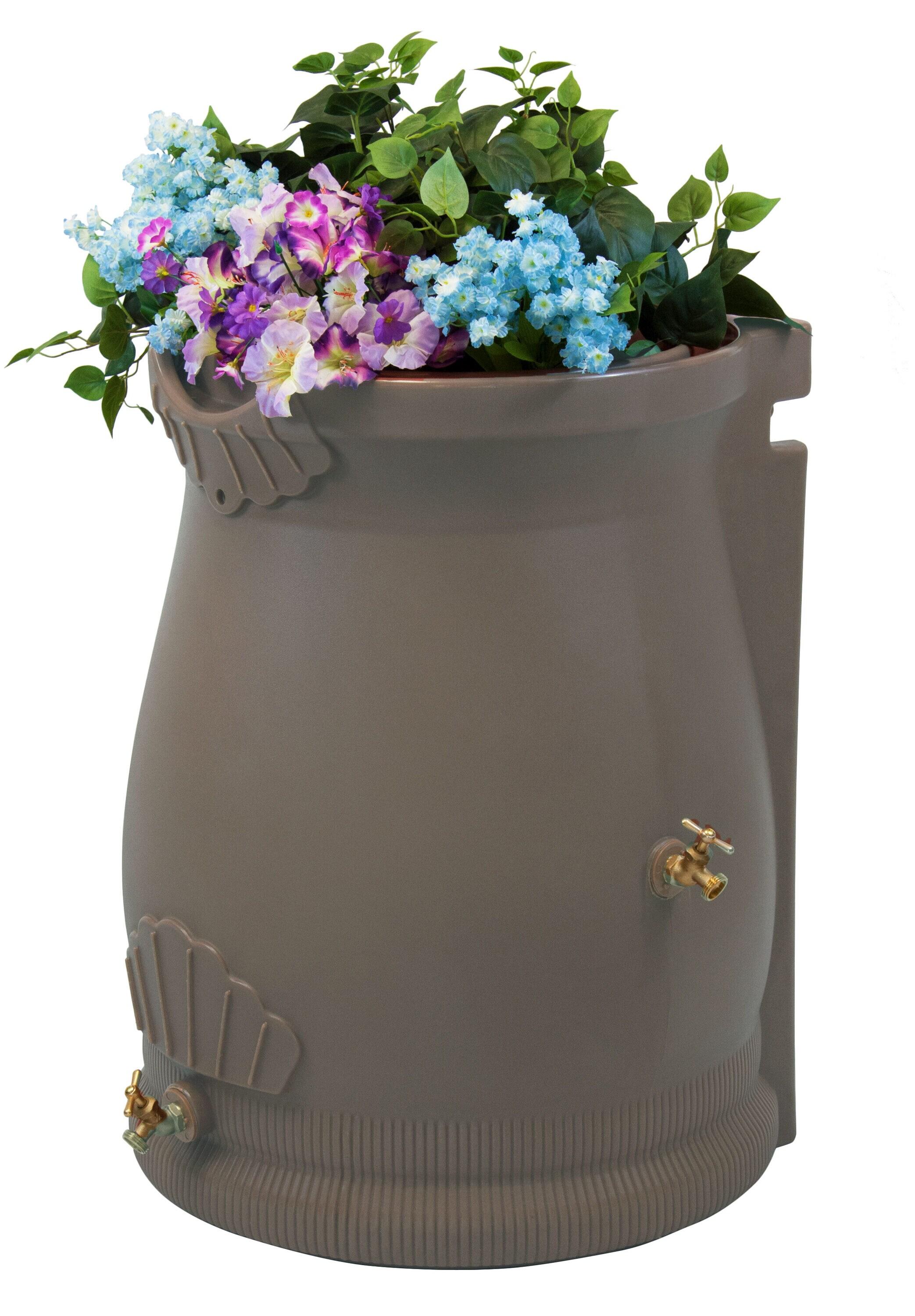 Good Ideas 50 Gallons Plastic Drainable Dual Overflow Planter Rain Barrel