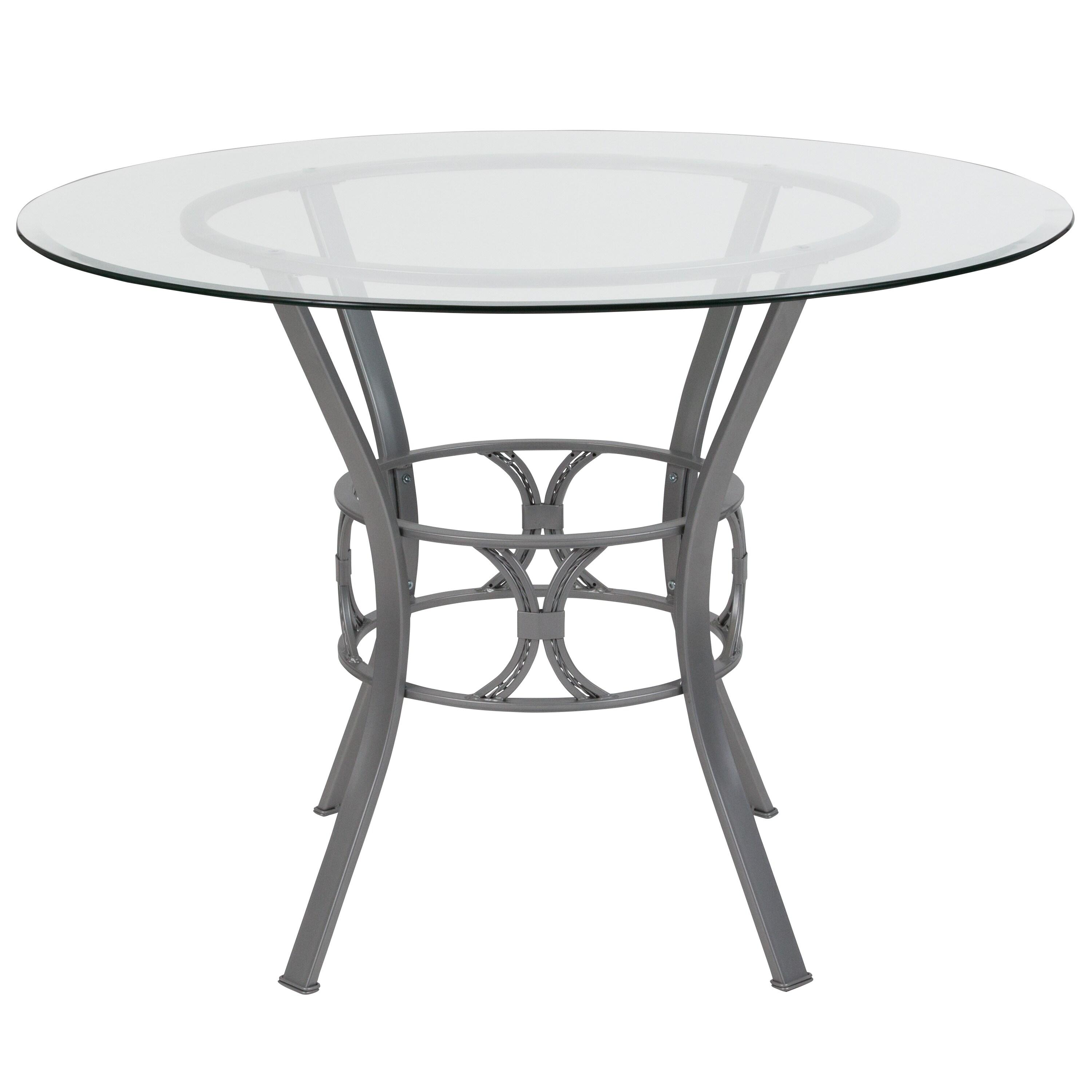 Flash Furniture Carlisle 42'' Round Glass Dining Table with Silver Metal Frame
