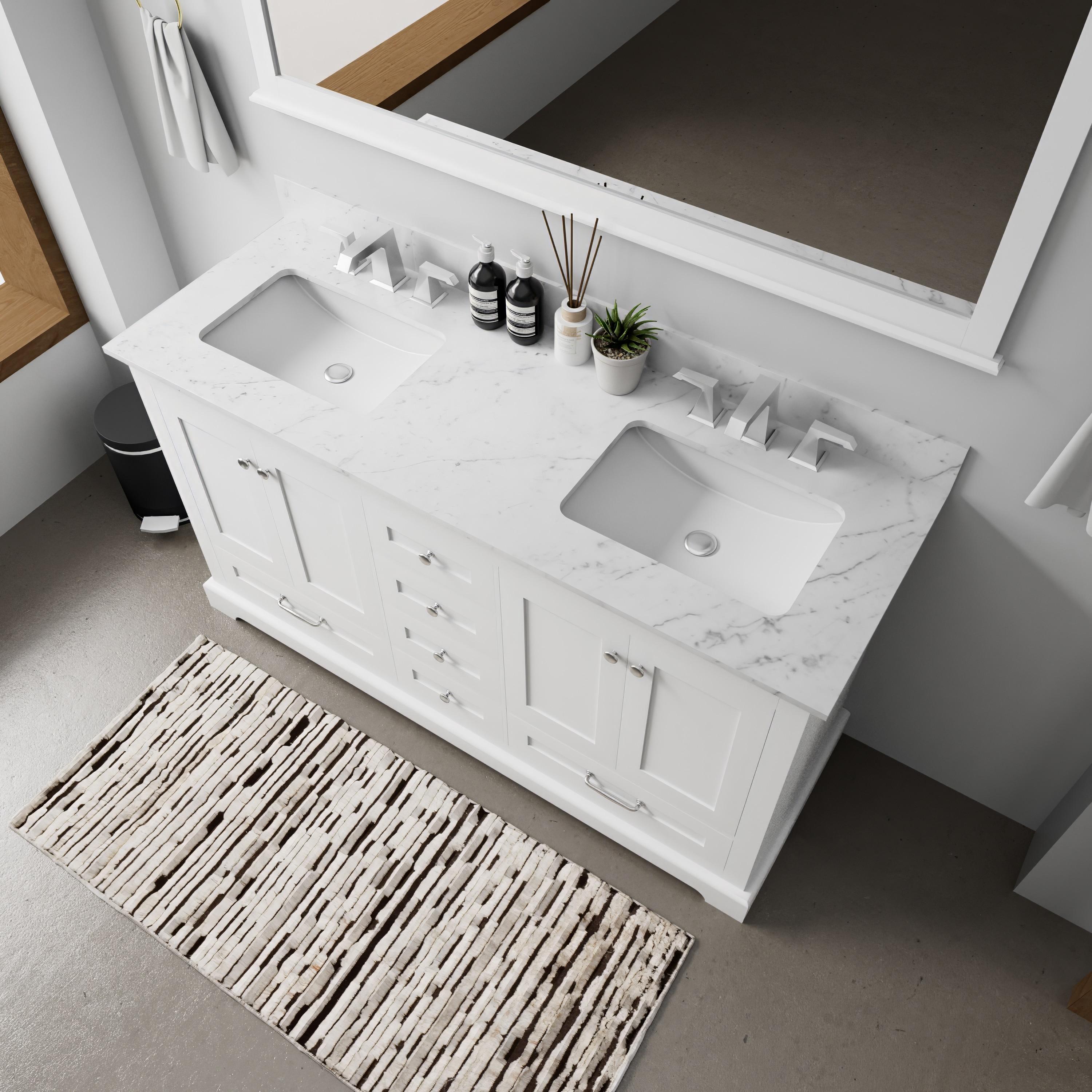 Lexora Home Dukes 60" Double Vanity with Mirror in White