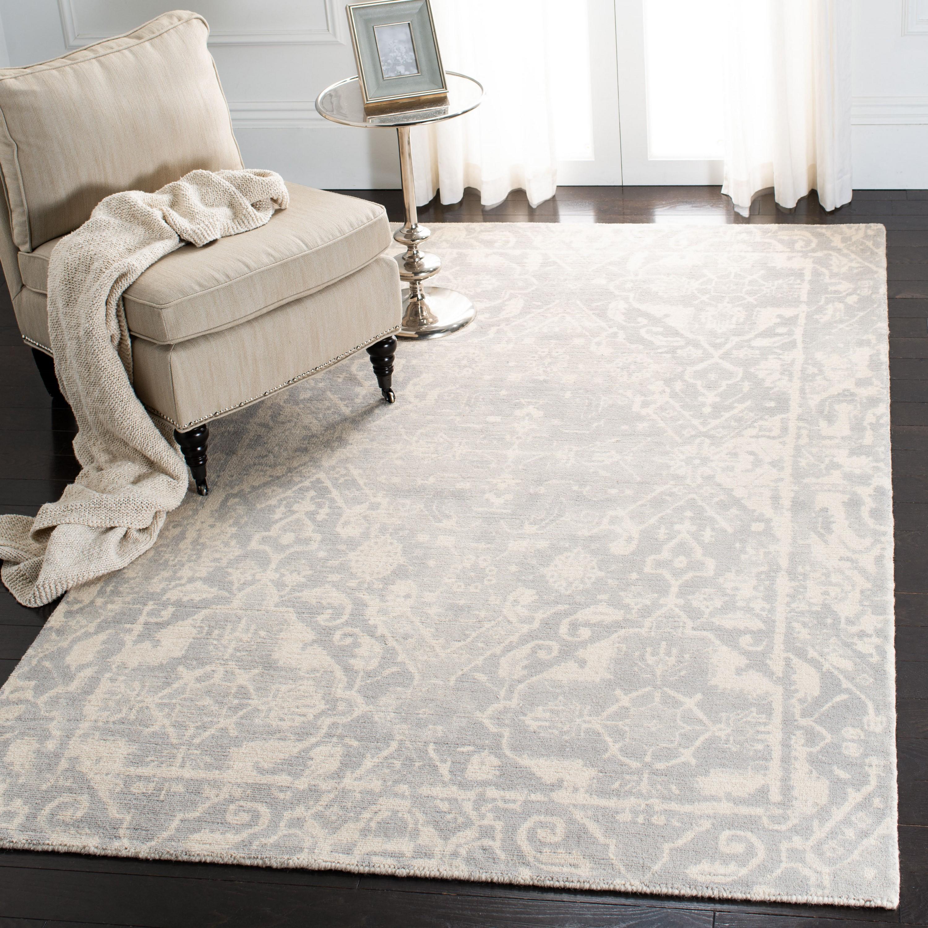 Restoration Vintage RVT532 Hand Tufted Indoor Accent Rug - 3'x5' - Light Grey/Ivory - Safavieh