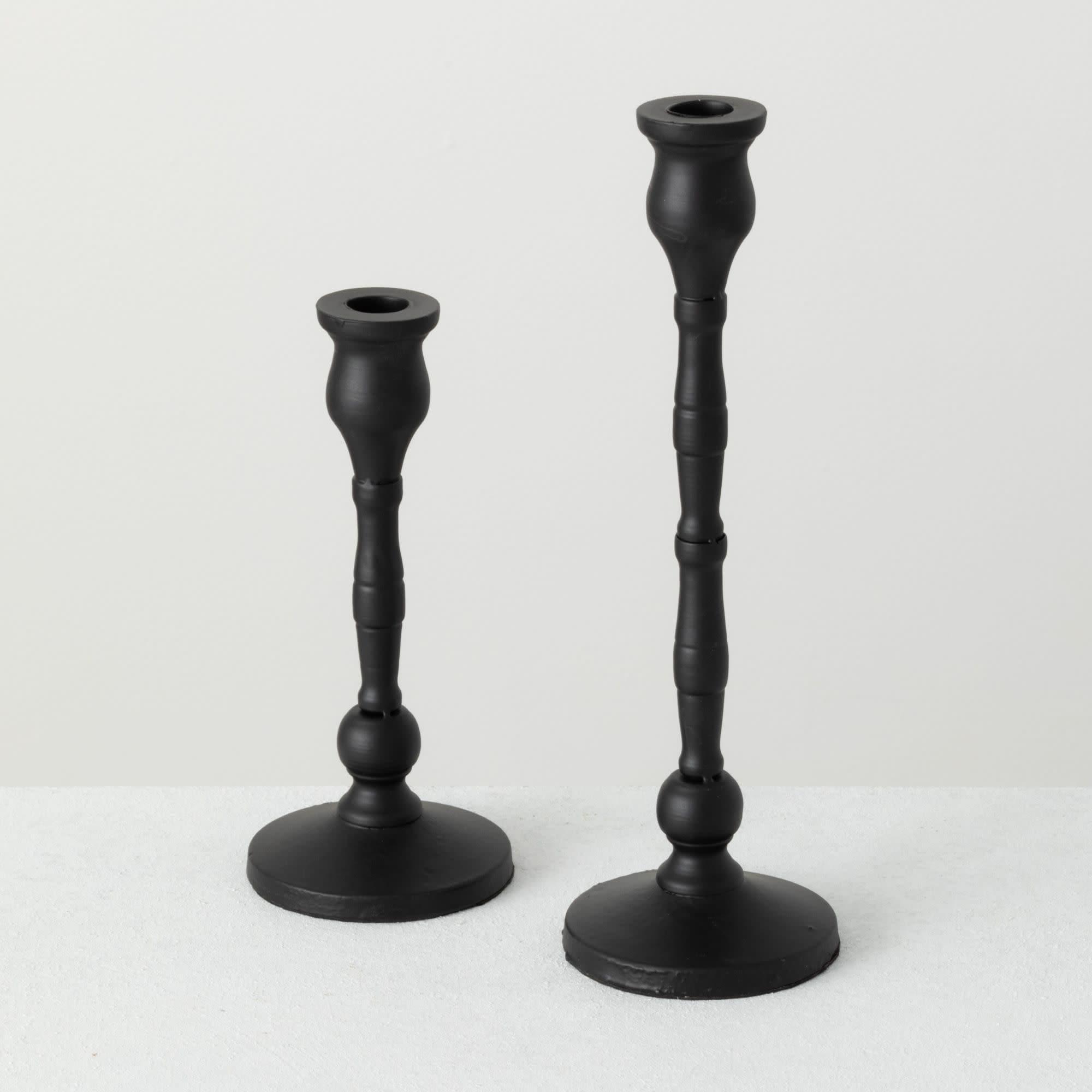 Sullivans Set Of 2 Iron Taper Candle Holders 12.5"H & 15.25"H Black