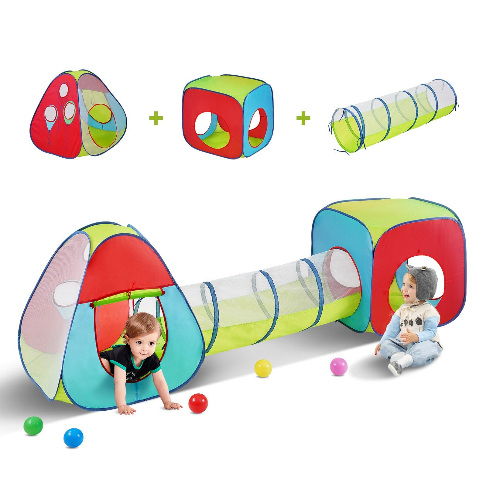 3 in 1 Kids Play Tent with Tunnel, Multi Color