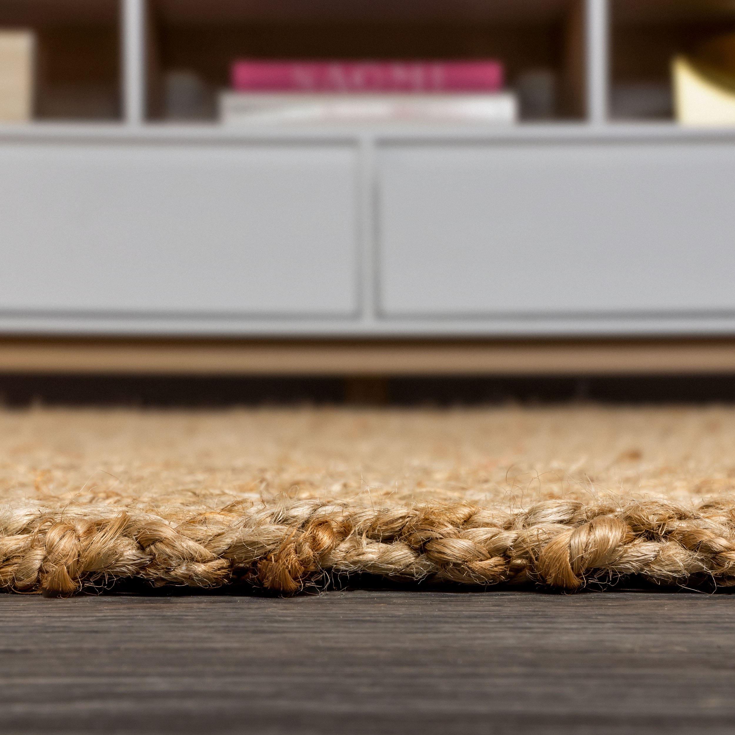 Espina Hand Woven Herringbone Chunky Jute Natural 6' Square Area Rug - JONATHAN Y