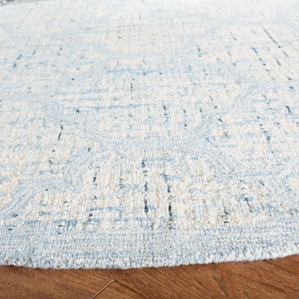 Abstract ABT474 Handmade Indoor Area Rug - Ivory/Turquoise - 6' Round - Safavieh