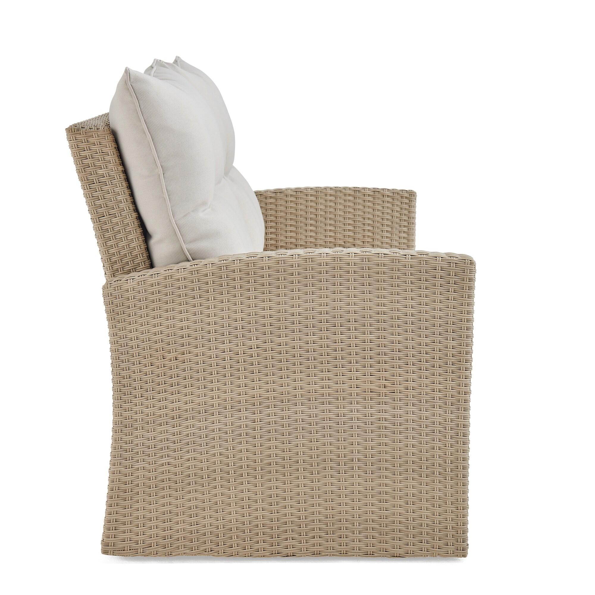 Alaterre Canaan Cushion Resin Wicker Outdoor Loveseat - Brown