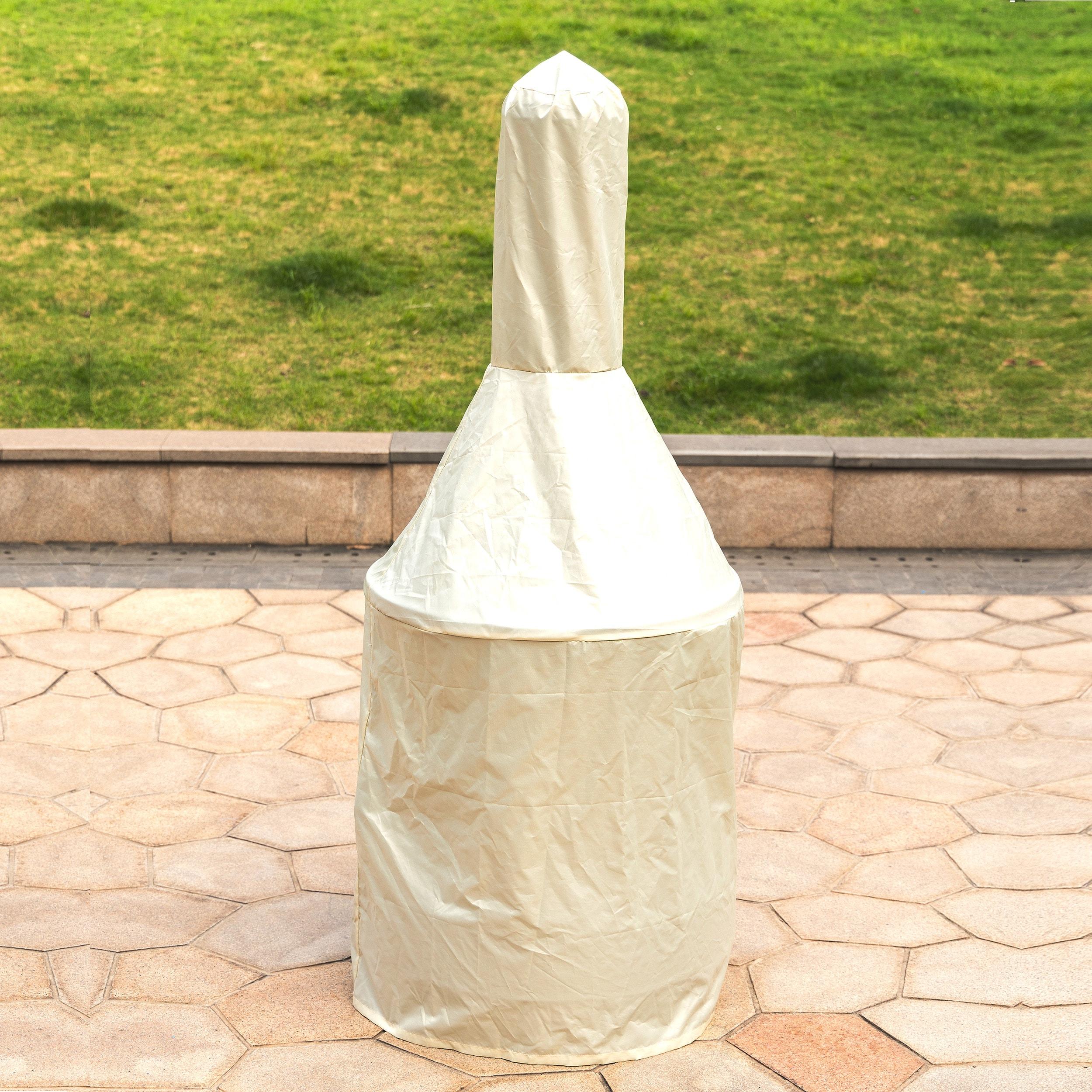 Deko Living Deko Living 30 Inch Diameter Outdoor Steel Wood Burning Chimney Firepit with Cast Iron Cooking Grill and Poker