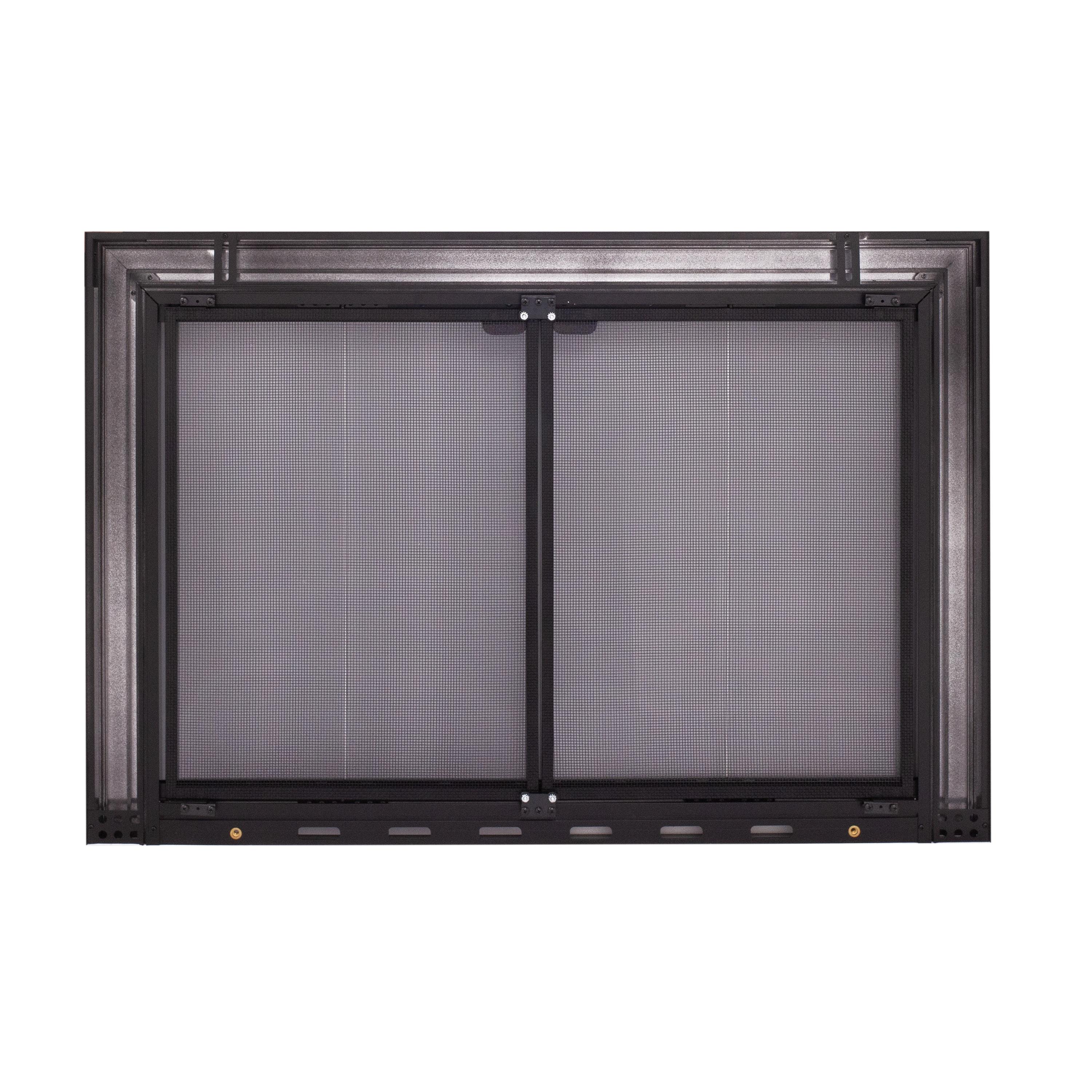 Pleasant Hearth Linear Aluminum Collection Fireplace Glass Door