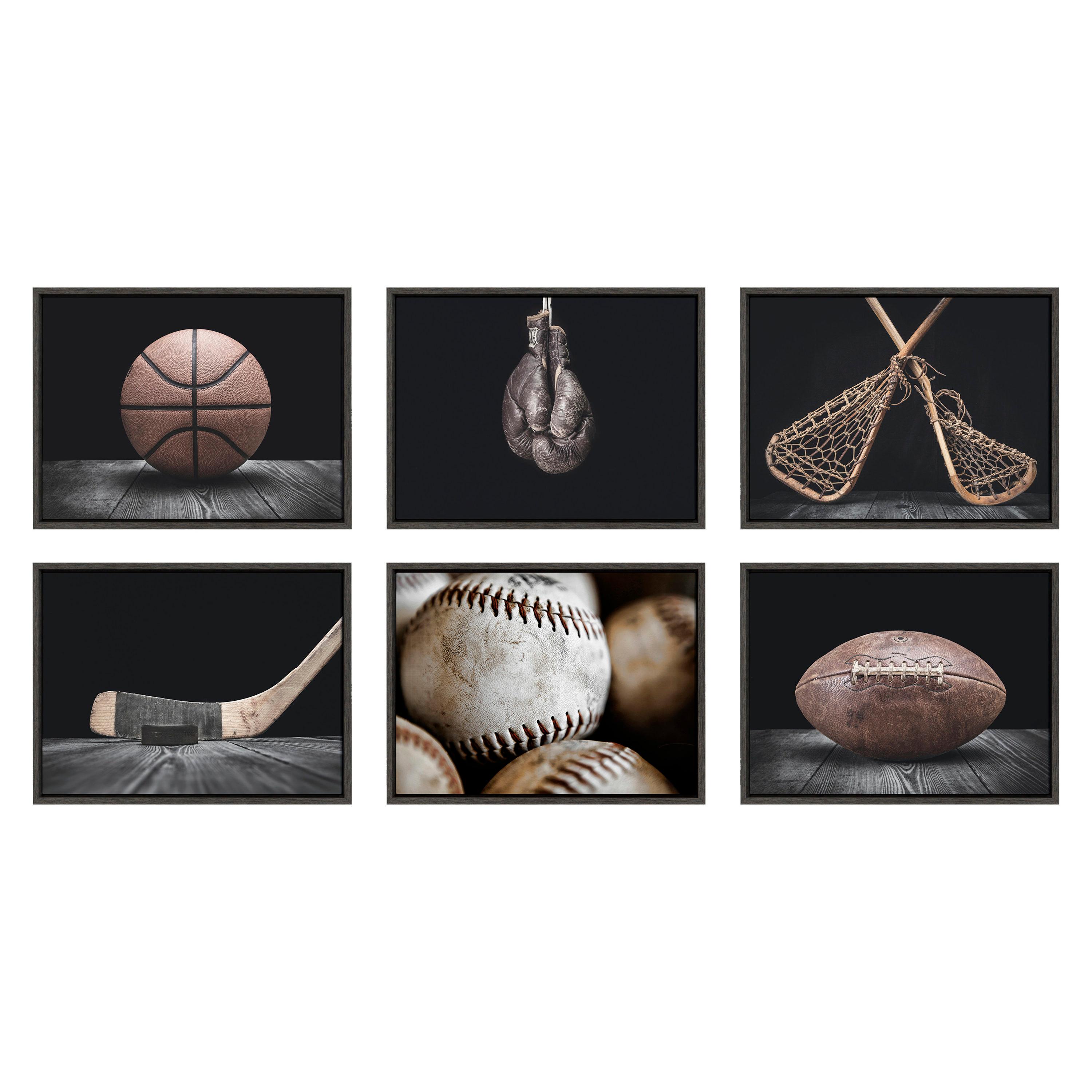 18" x 24" Sylvie Vintage Basketball Framed Canvas By Shawn St. Peter - DesignOvation: Sports Wall Art, Nursery Decor