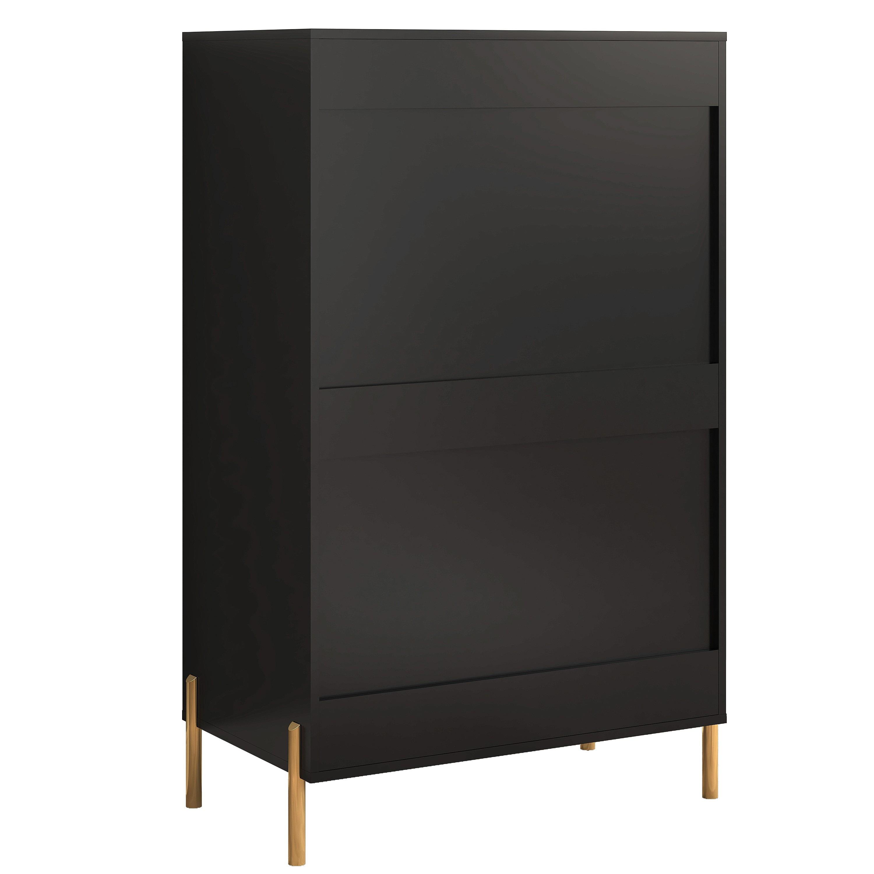 Festivo 5 Drawer Chest of Drawers Black: Modern Vertical Dresser, MDF Construction, Includes Anti-Tip Hardware