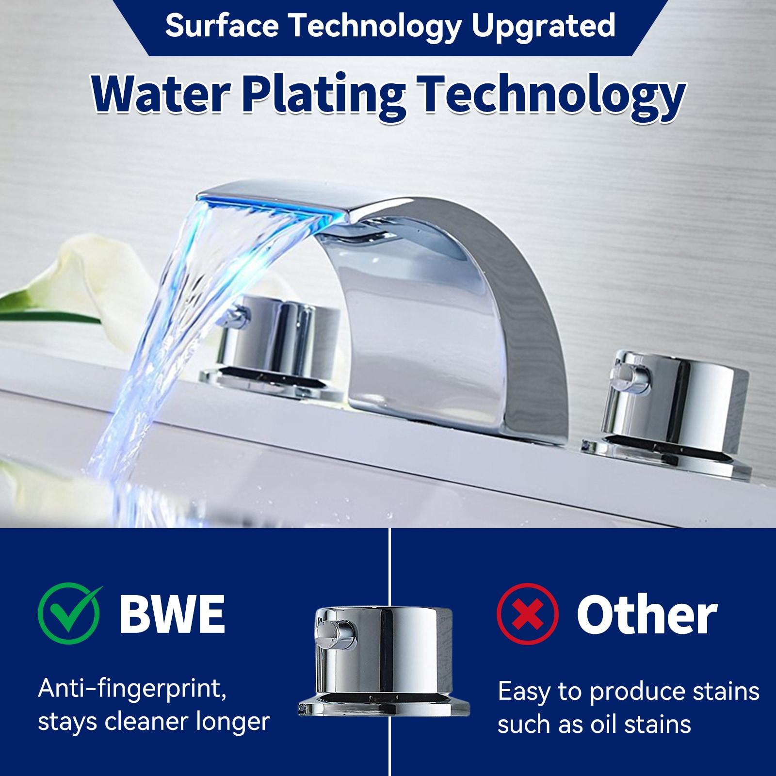 BWE 8 in. Widespread 2-Handle Bathroom Faucet With Led Light