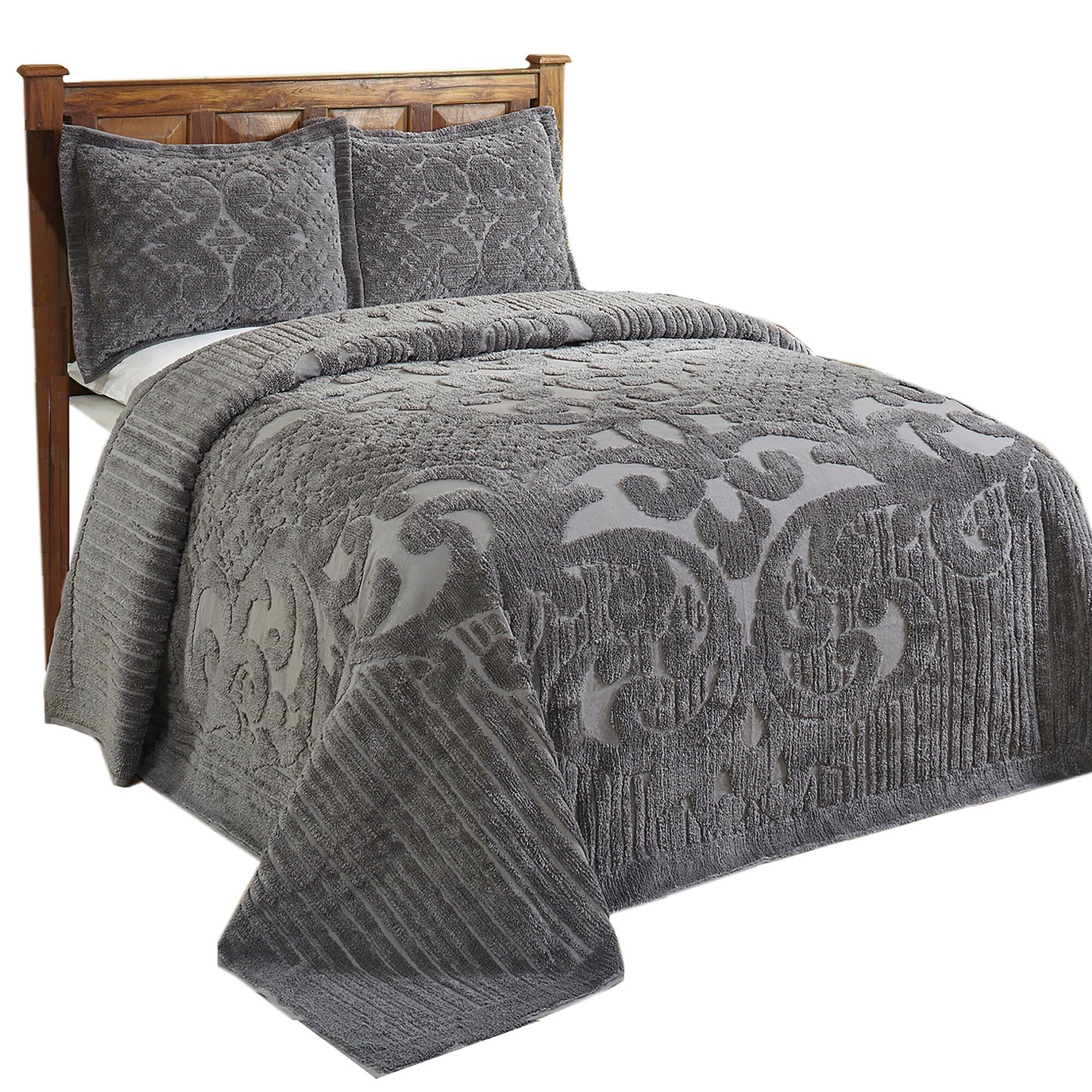 Queen Ashton Collection 100% Cotton Tufted Unique Luxurious Medallion Design Bedspread Gray - Better Trends
