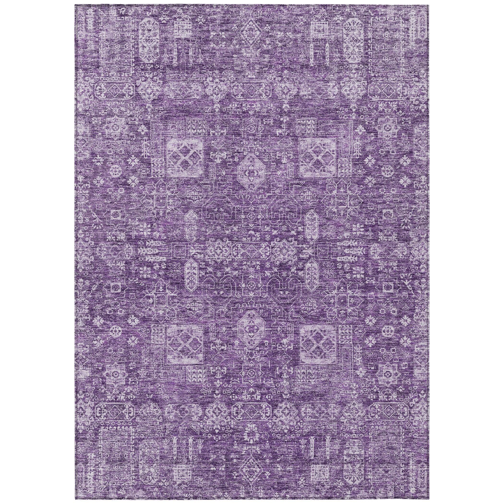 Purple Rectangular Machine Washable Synthetic Area Rug