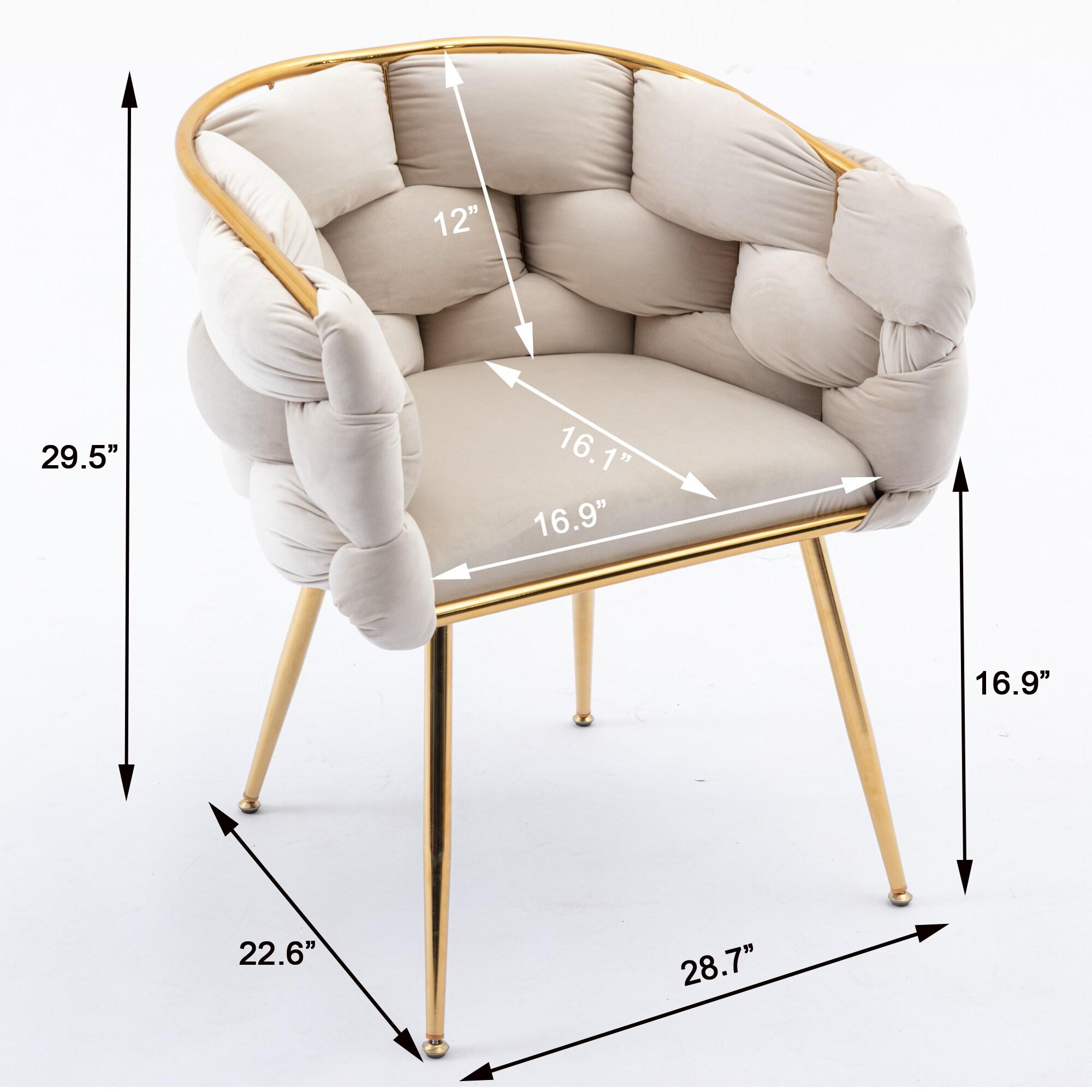 1 PC Modern Velvet Upholstered Accent Chair with Curved Tufted Backrest, Beige-ModernLuxe