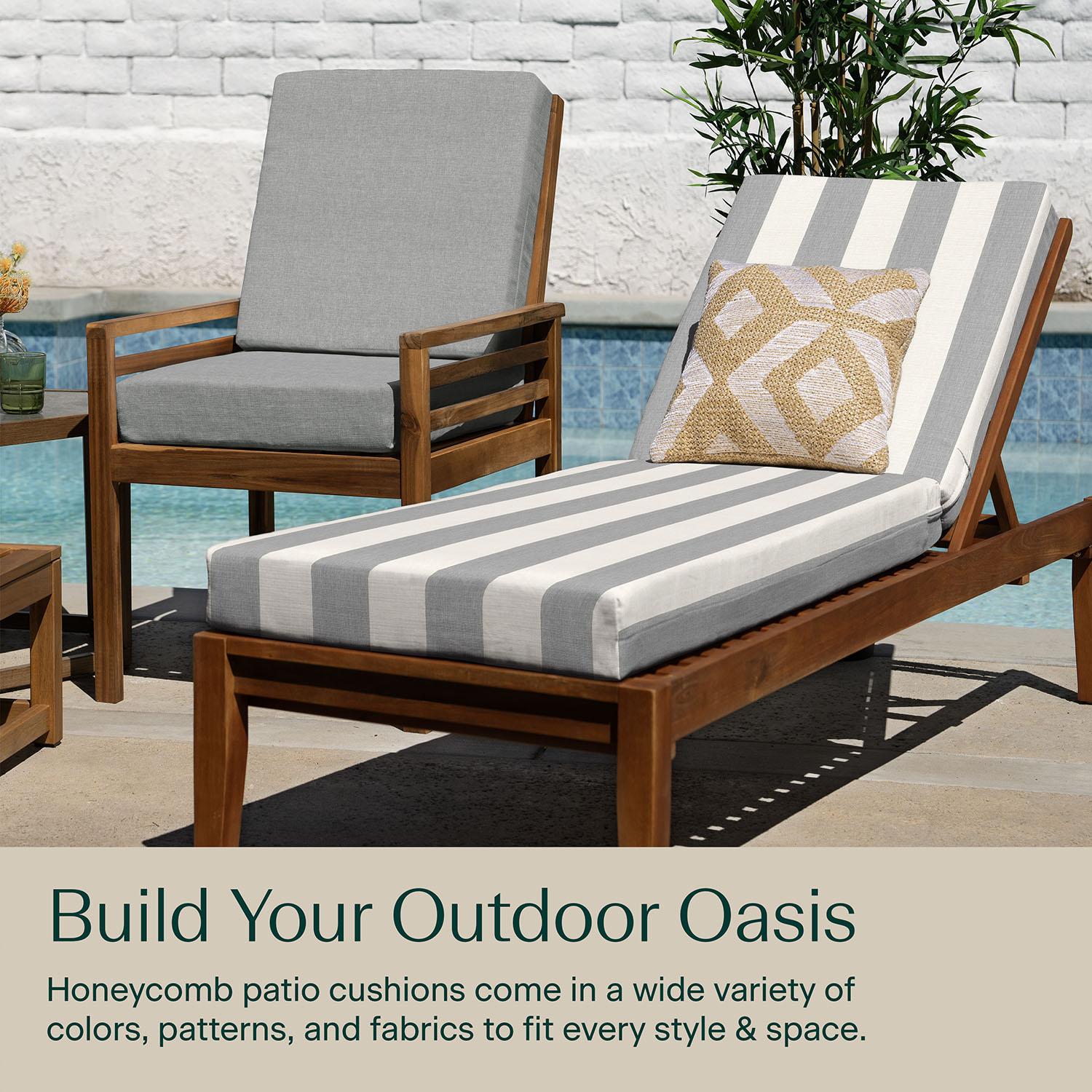 Hokku Designs Outdoor Chaise Lounge, 22.5 X 70, Stripe Stone Grey Chair Cushion For Patio Furniture