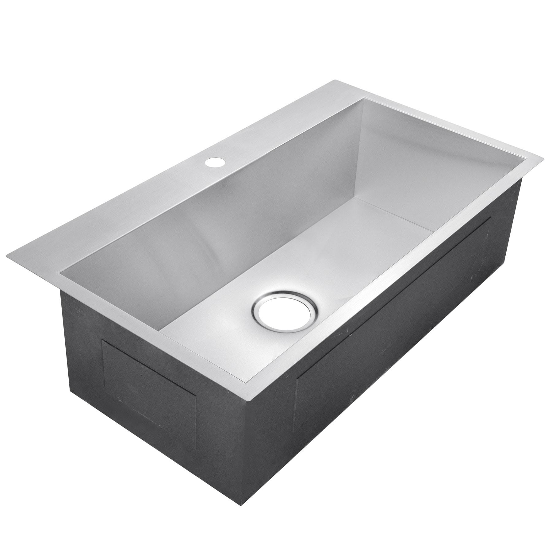 Drop-In 33-in x 22-in Brushed Stainless Steel Single Bowl 1-Hole Kitchen Sink