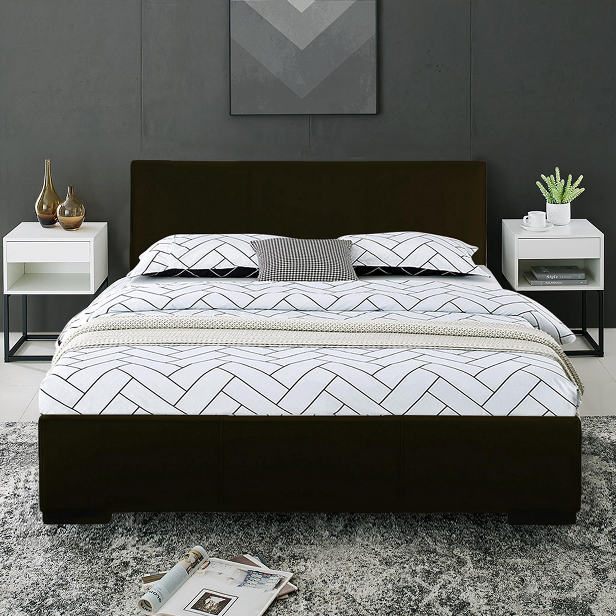 Camden Isle Abbey Platform Bed | Upholstered | Low Profile | King, Black