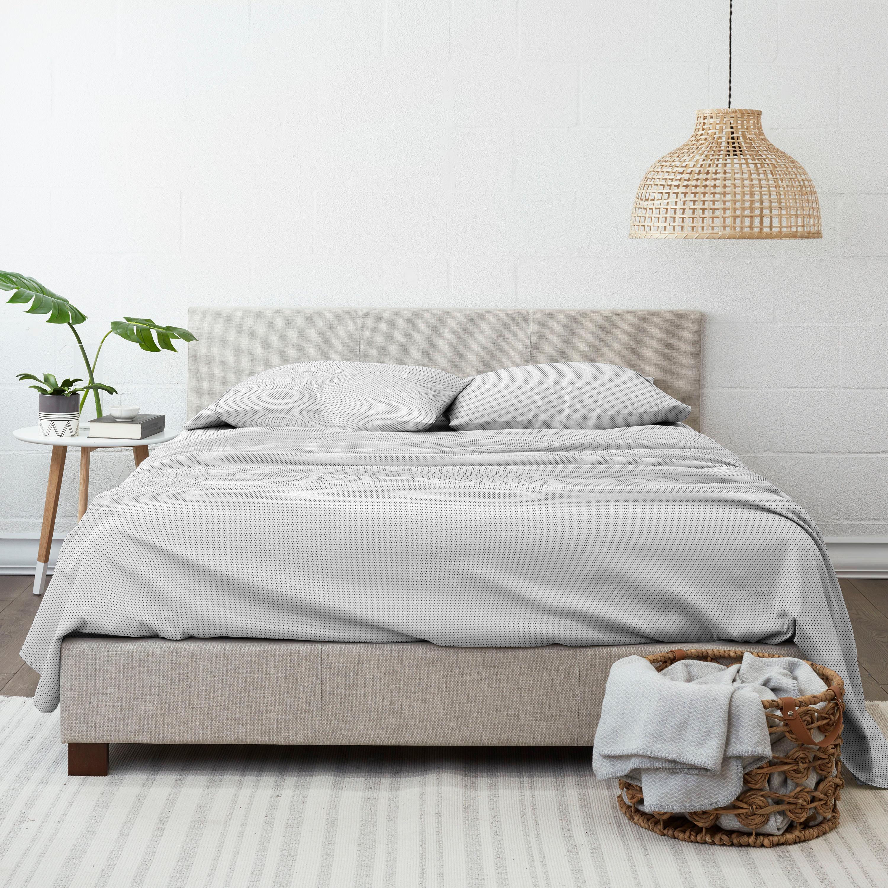 Linen Market Double-Brushed Patterned Microfiber Queen Sheet Set 4 Piece – Oeko-TEX Certified Ultra Soft & Wrinkle-Free - 16" Deep Pocket Sheets - Easy Care Queen Size - Stippled Gray