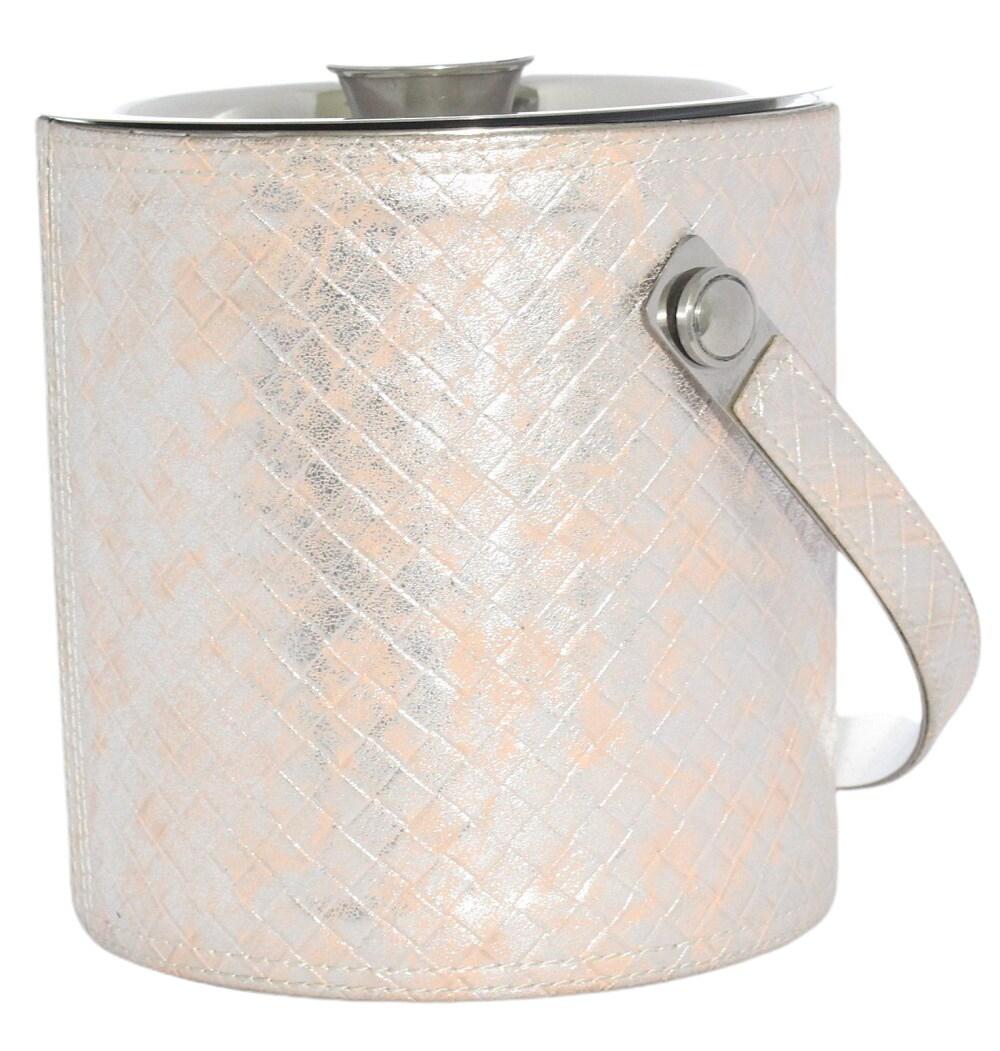 Sol Living 1.6 Qt. Double Wall Stainless Steel Ice Bucket Includes Tongs and Lid - Pink Leather
