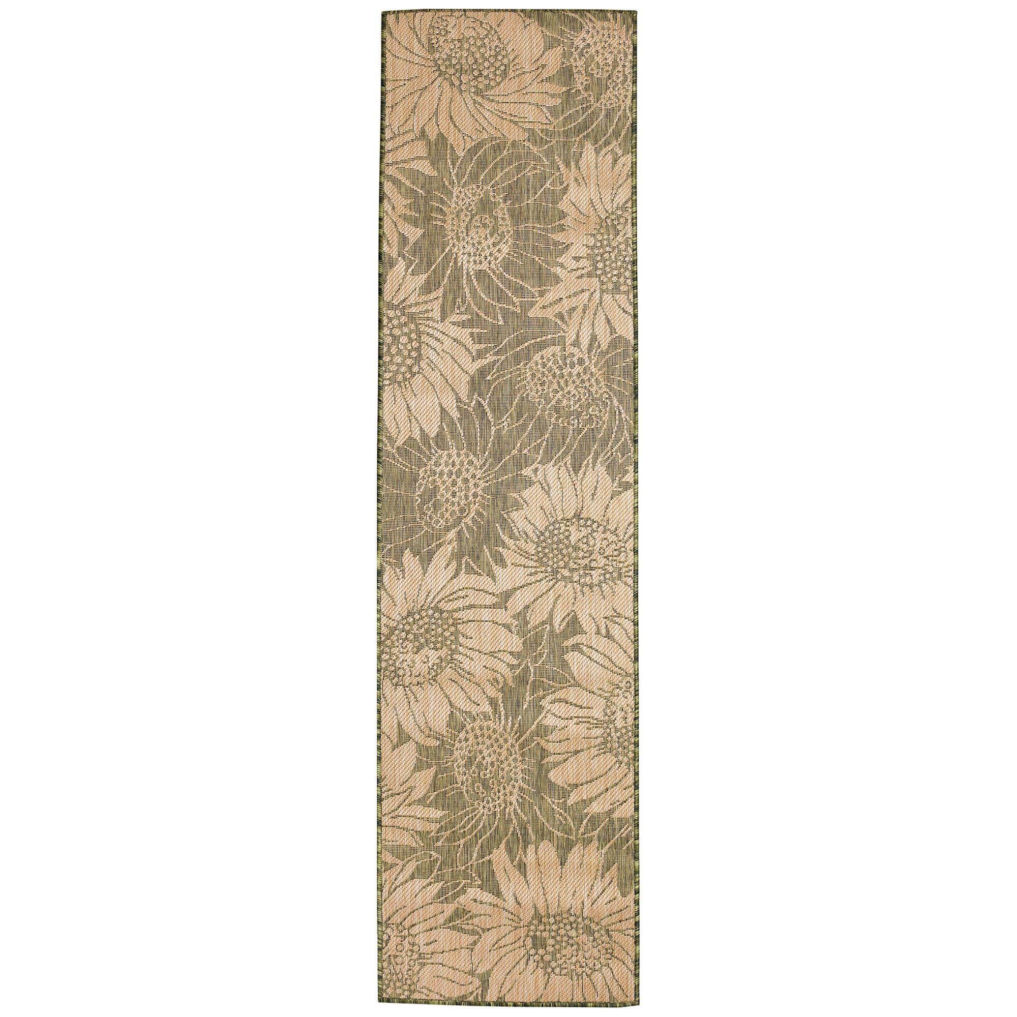 Liora Manne Carmel Sunflower Field Indoor/Outdoor Rug Green 1'11" x 7'6"