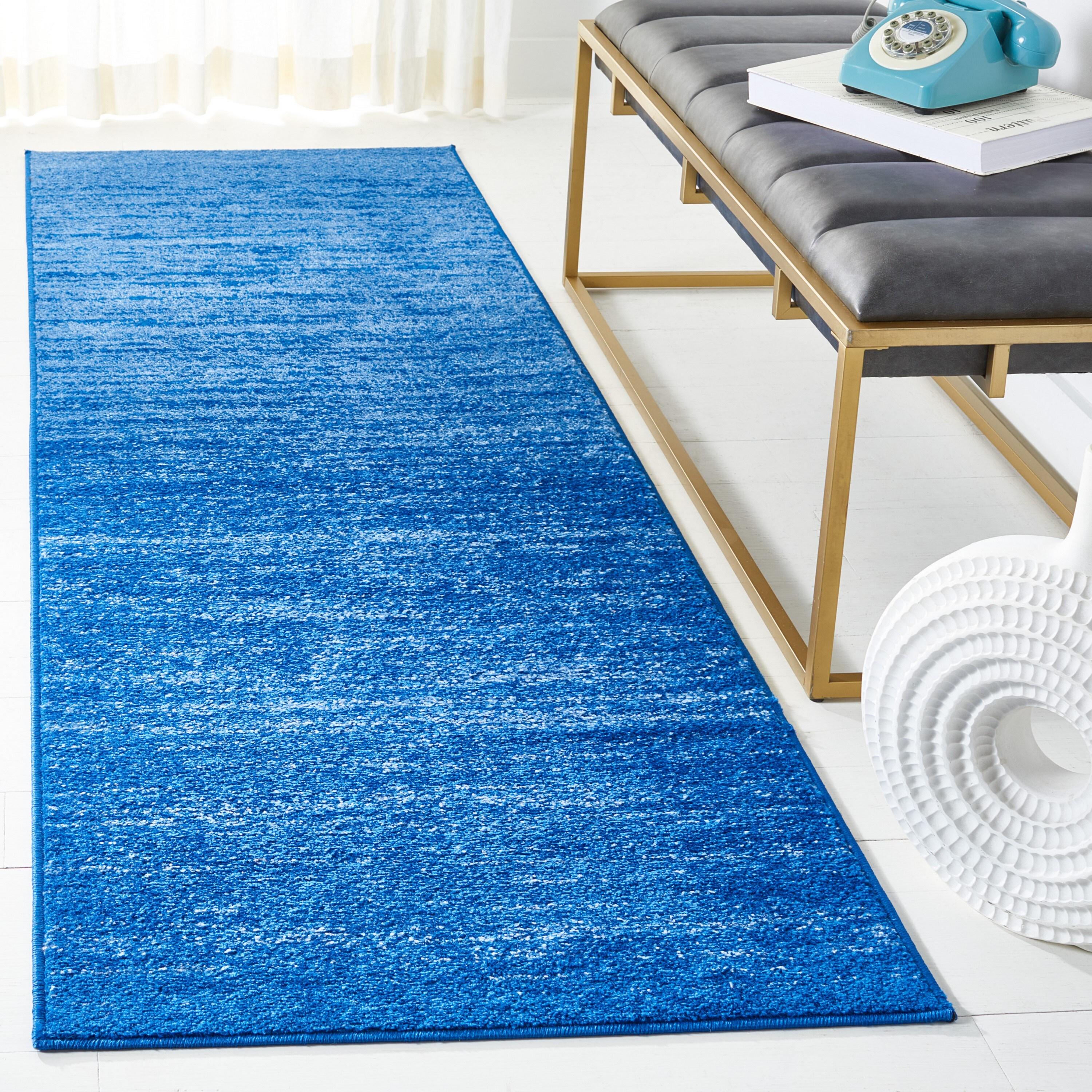 Adirondack ADR113 Machine Made Indoor Runner - Light Blue/Dark Blue - 2'-6"x8' - Safavieh