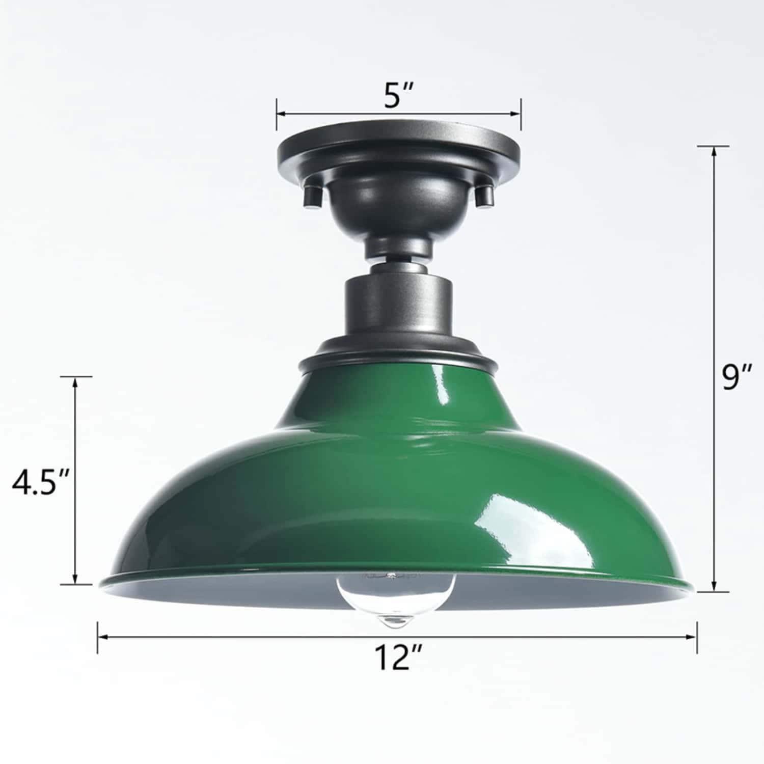 Modern Green Semi Flush Mount Light Barn Style Ceiling Light Fixture